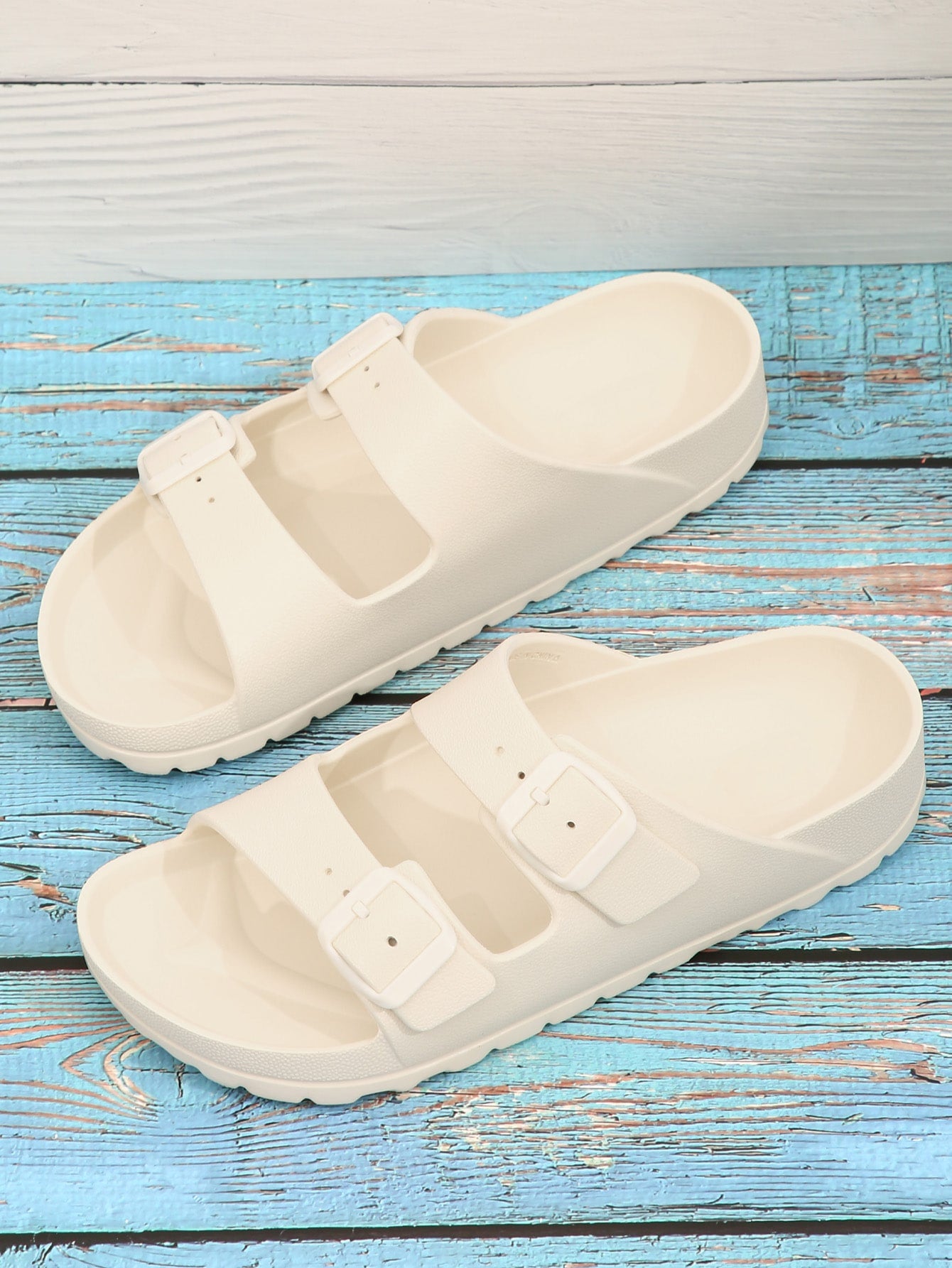 Women's Adjustable Double Buckle Thick Sole Sandals, Fashionable And Versatile, For Outdoor Summer Wear