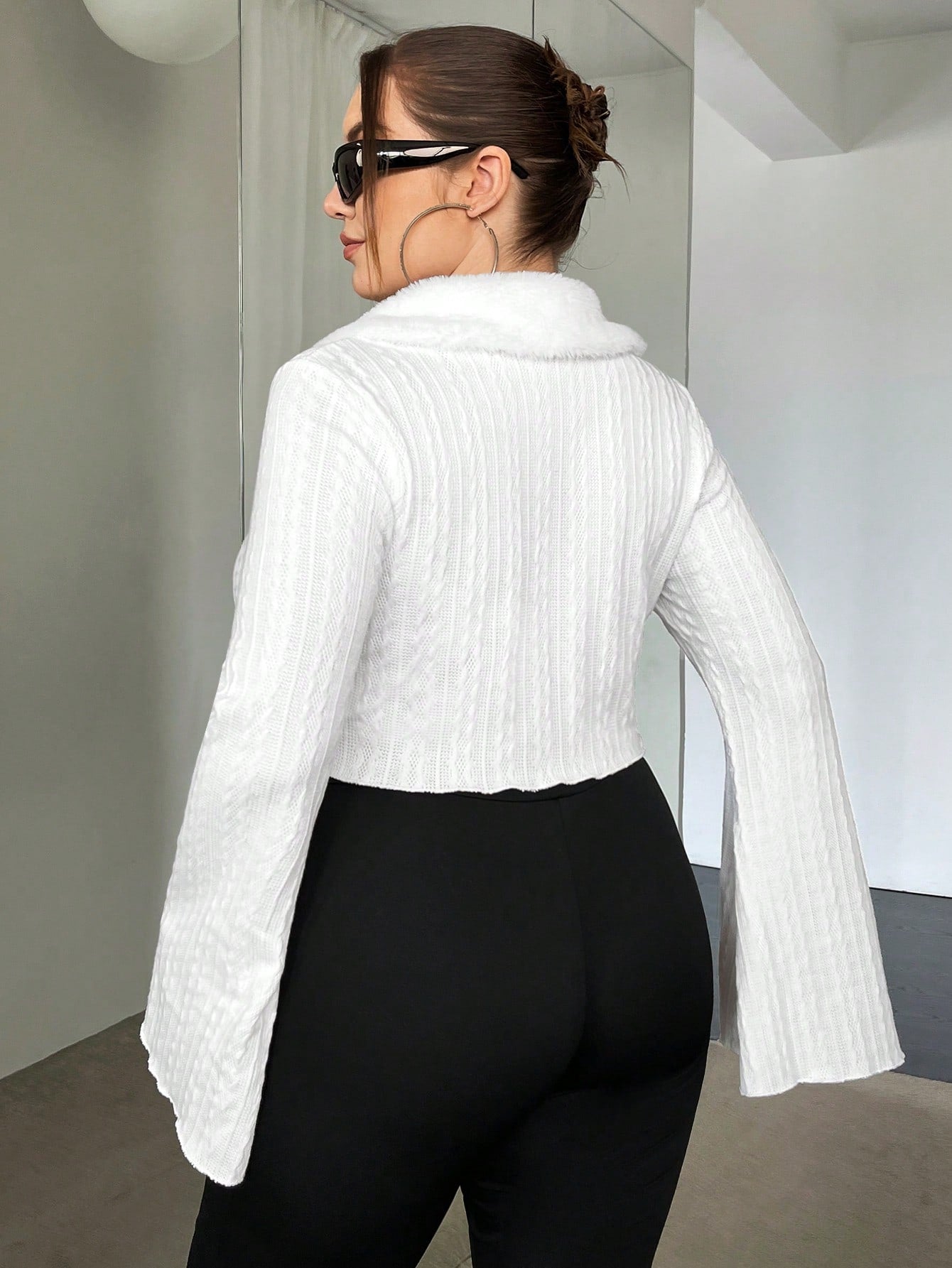 ICON Plus Borg Collar Trumpet Sleeve Buckle Front Jacket