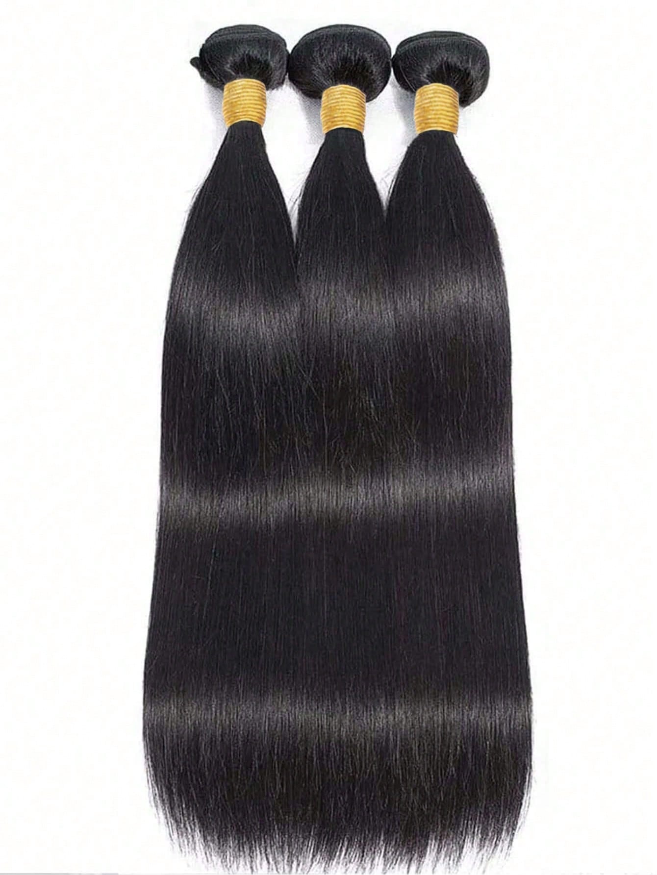 3pcs Straight Human Hair Bundles Virgin Hair Extension 3 Bundles Real Double Weft Hair Weave Cheap Hair Daily Use Natural Black Color