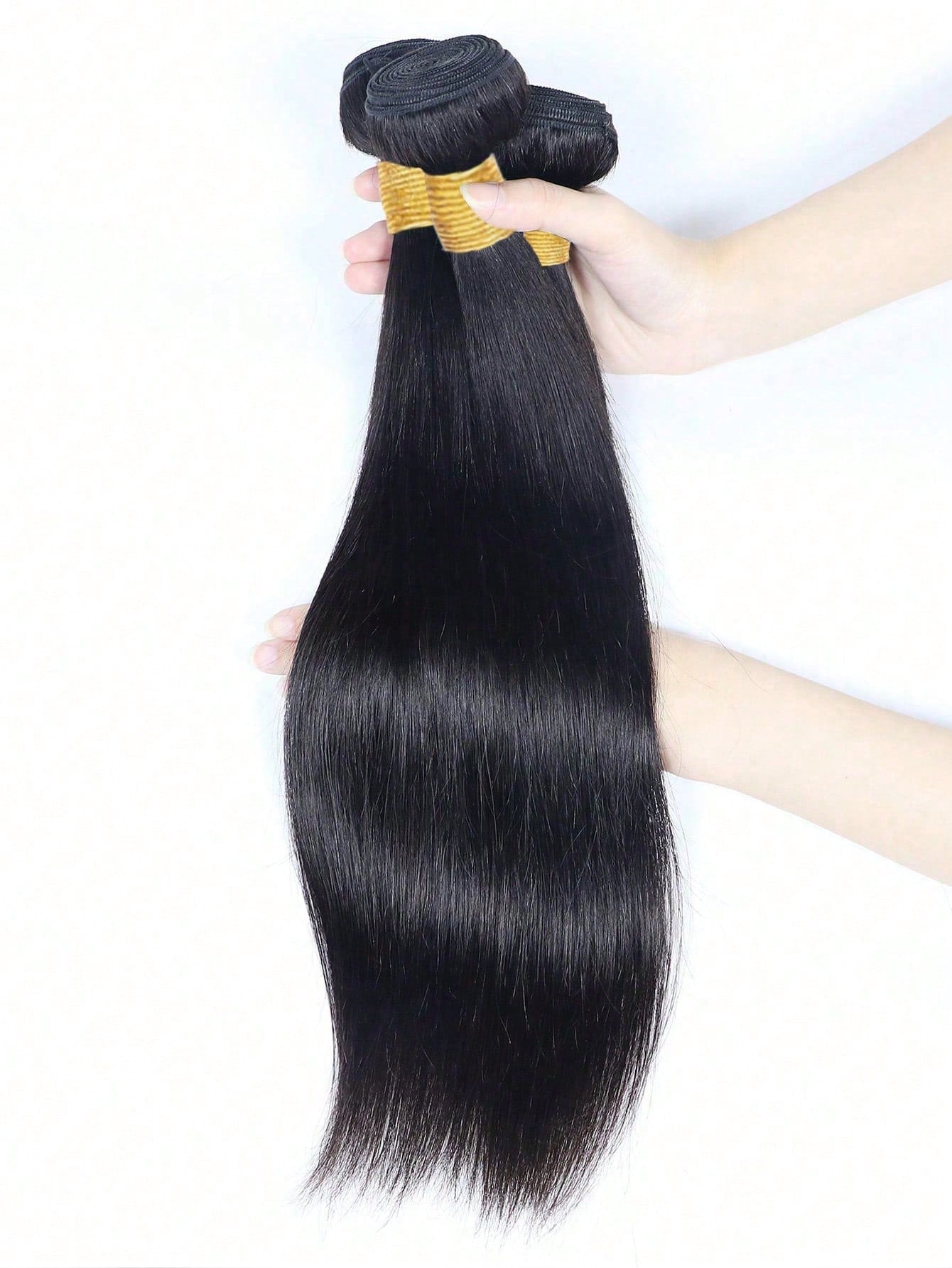 3pcs Straight Human Hair Bundles Virgin Hair Extension 3 Bundles Real Double Weft Hair Weave Cheap Hair Daily Use Natural Black Color