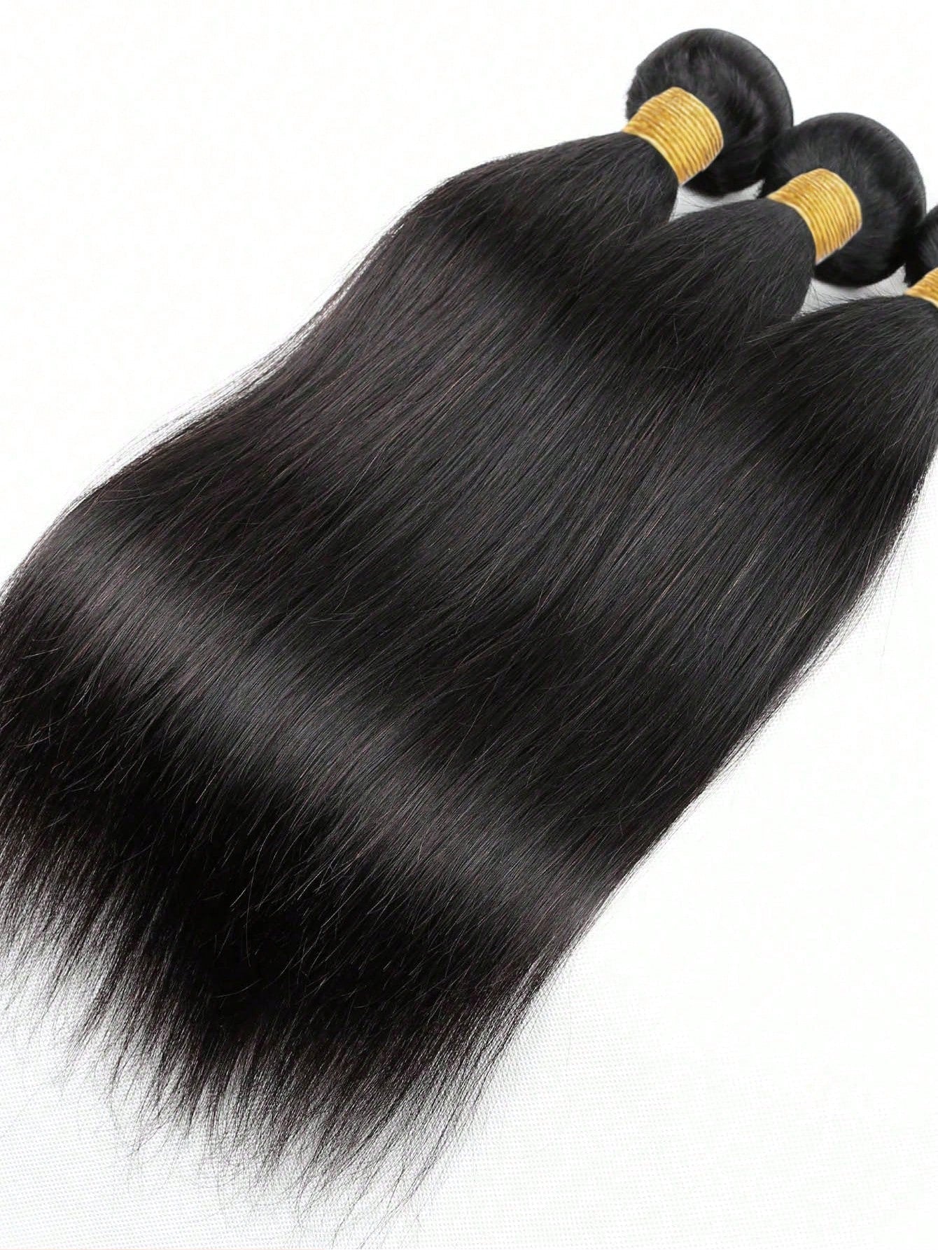 4pcs 2 X 4 Lace Closure Straight Human Hair Bundles With Closure Virgin Hair Extension Closure And 3 Bundles Real Double Weft Hair Weave Cheap Hair Daily Use Natural Black Color