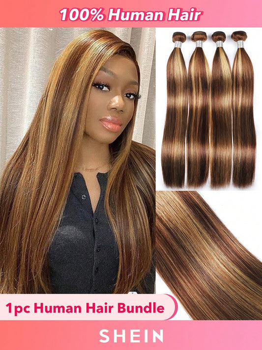 Piano Color P4/27# Straight Virgin Human Hair Weave Bundles Honey Blonde Highlight Brown Colored Mixed Hair Weft for Women Ombre Color
