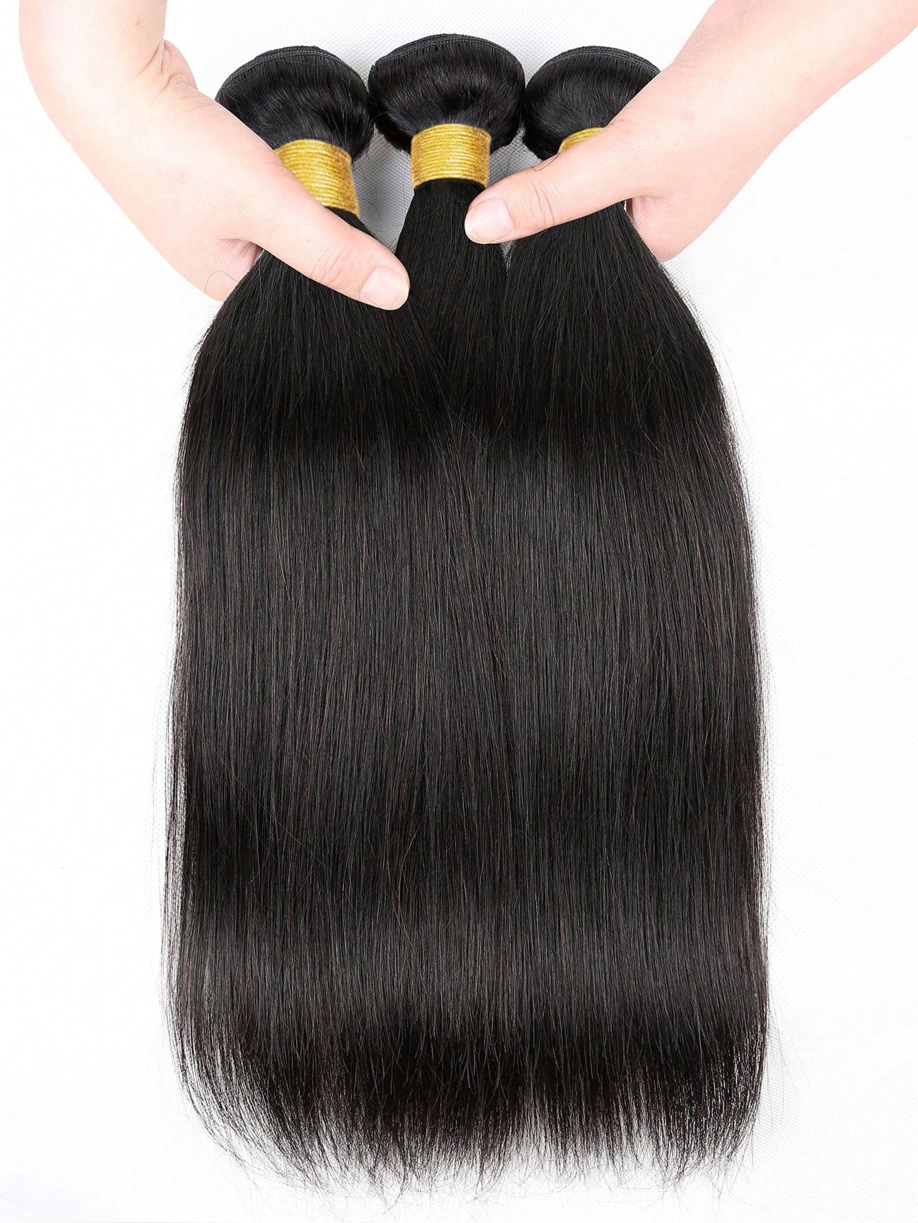 4pcs 4 X 4 Lace Closure Straight Human Hair Bundles With Closure Virgin Hair Extension Closure And 3 Bundles Real Double Weft Hair Weave Cheap Hair Daily Use Natural Black Color