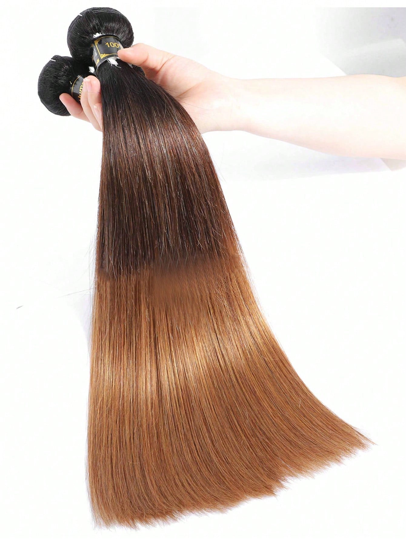 3pcs Highlight Straight Bundles 1B/4/30 Color Human Hair Weave Bundles Real Hair Ombre Bundles Long Length Hair Extension Ombre Color