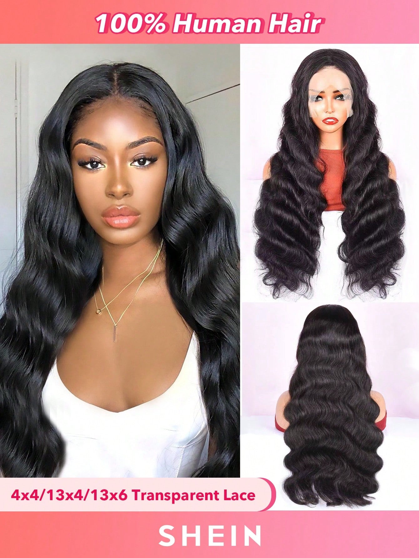 Transparent Lace Body Wave 4 X 4 13 X 4 13 X 6 Lace Frontal Wigs 150%/180% Density 12-30 Inch Natural Black Color Pre-Plucked Natural Hairline Swiss Lace Closure Human Hair Top Quality Long Wigs For Women
