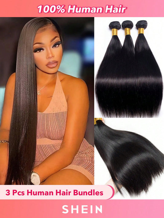 3pcs 12A Straight Hair Bundles Natural Color 8-30Inch Remy Human Hair Extensions For Women