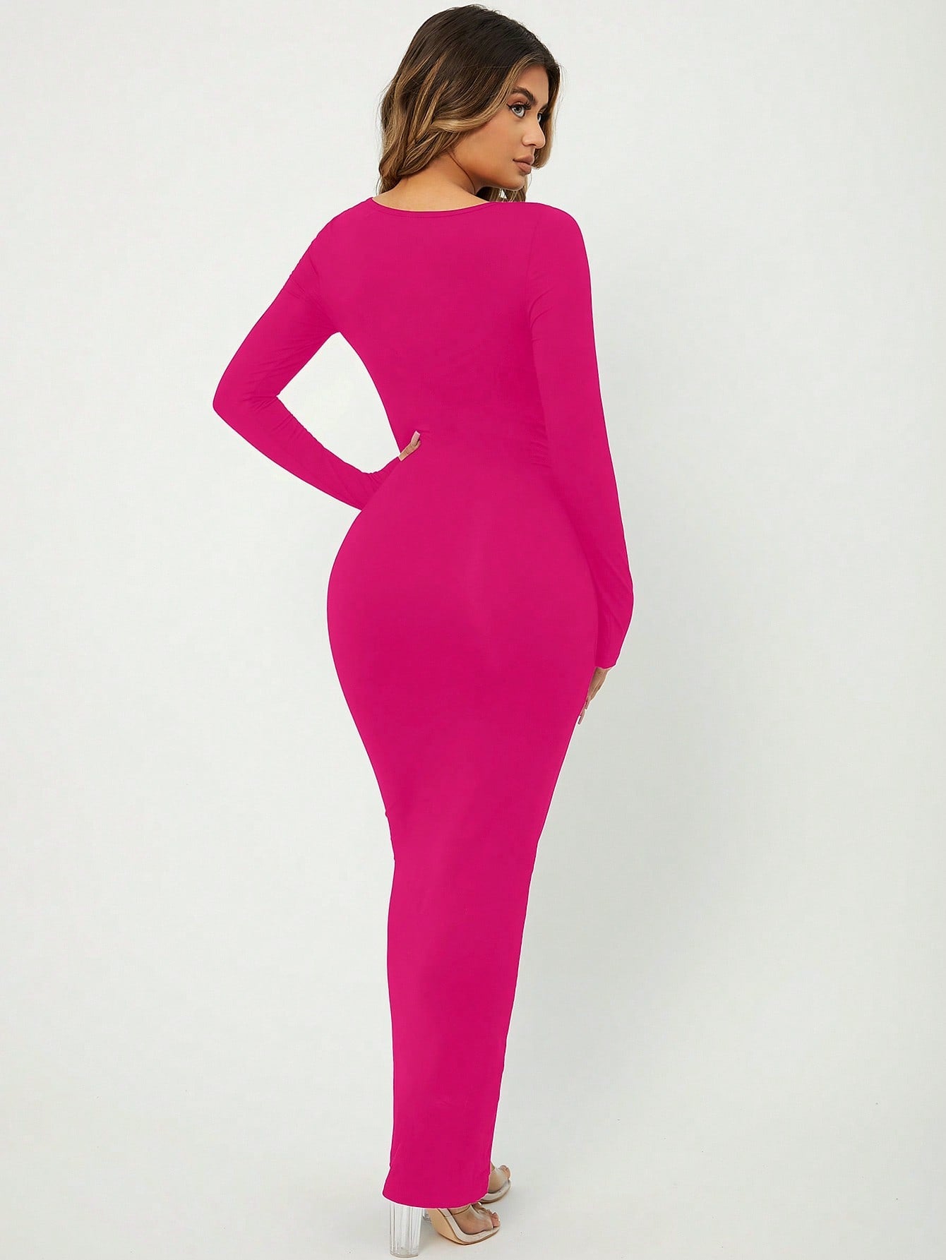 SXY Solid Maxi Bodycon Dress