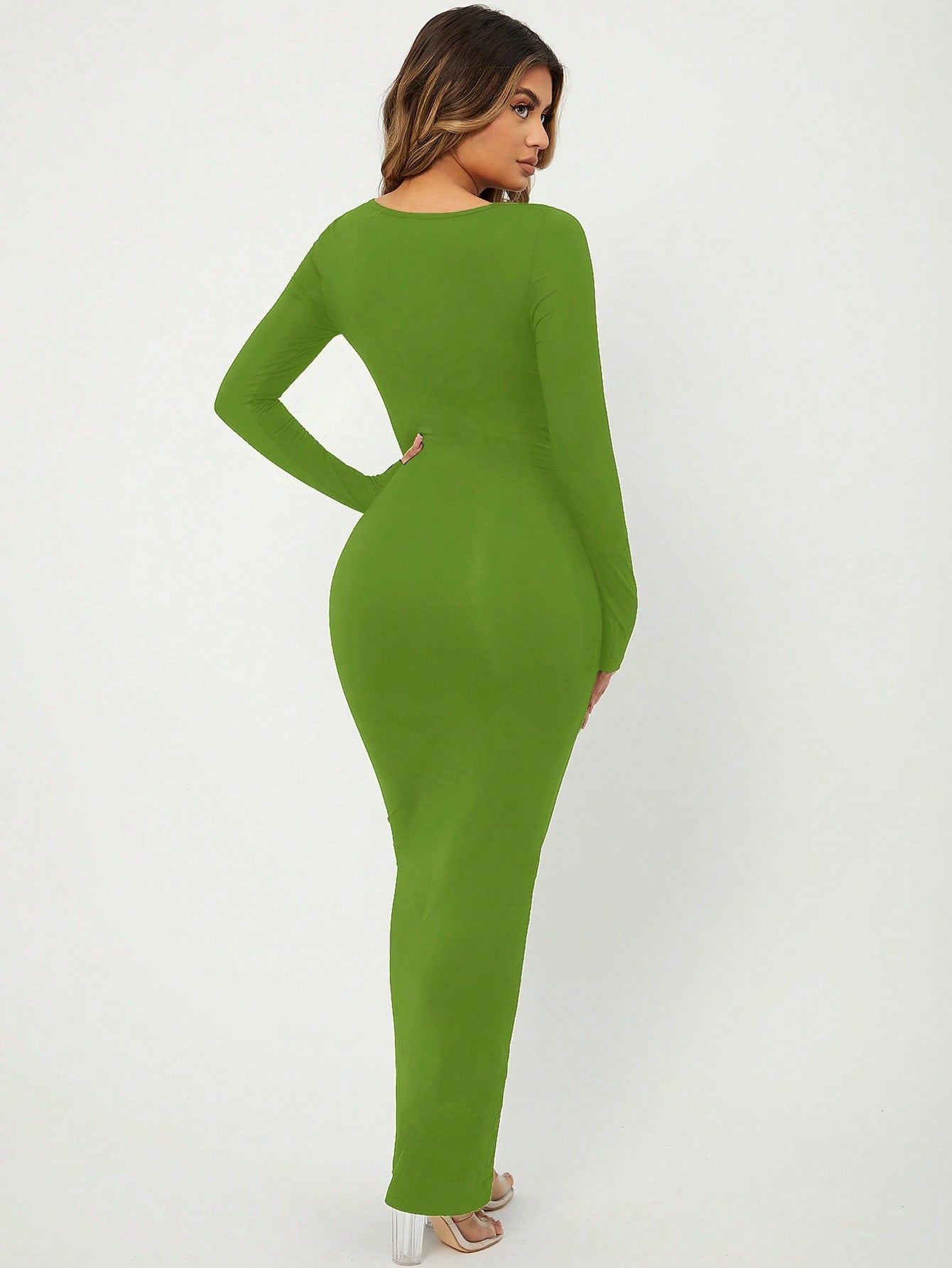 SXY Solid Maxi Bodycon Dress