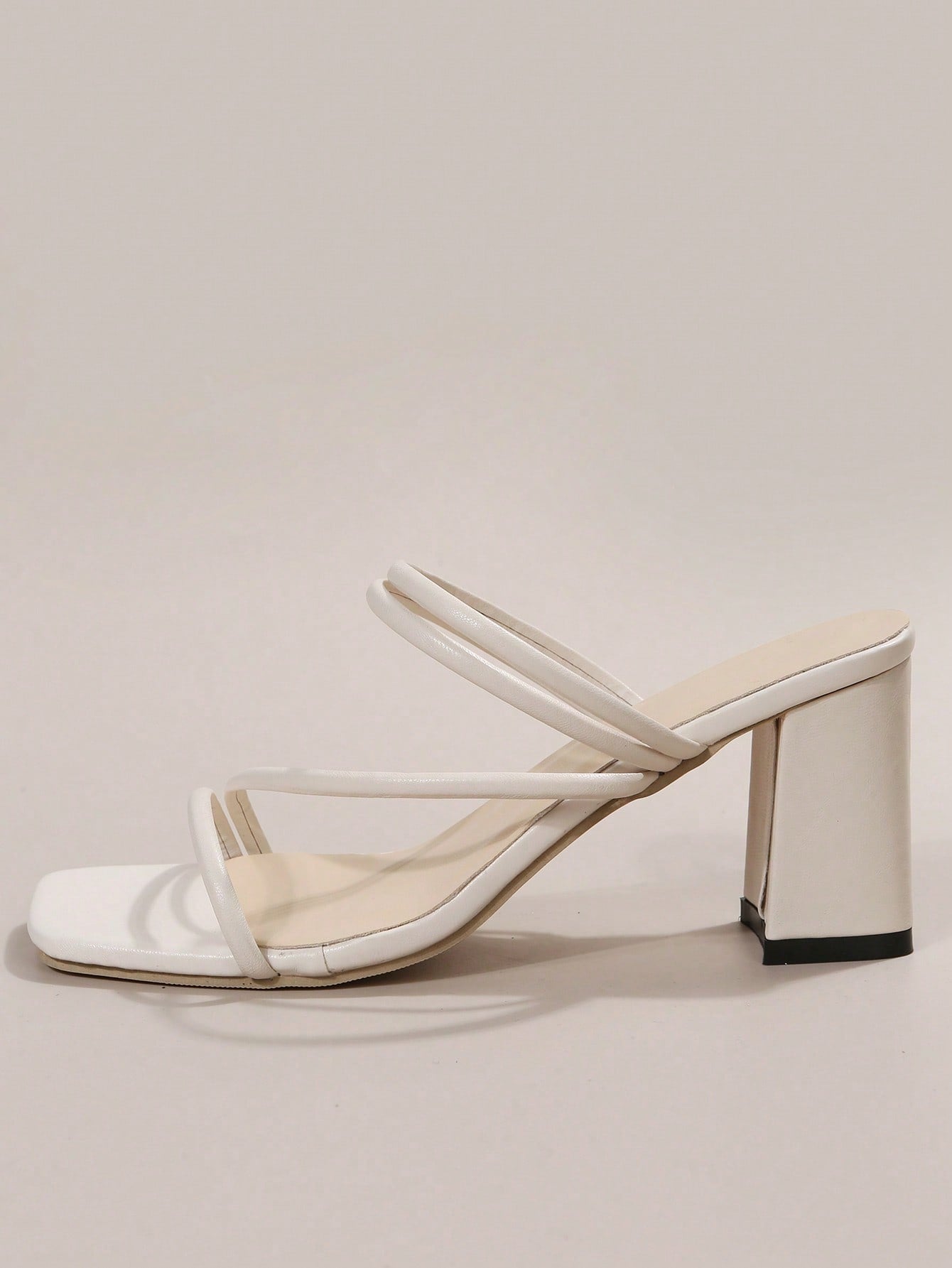 Women Thin Strap Chunky Heeled Mule Sandals, Elegant Summer Heeled Sandals