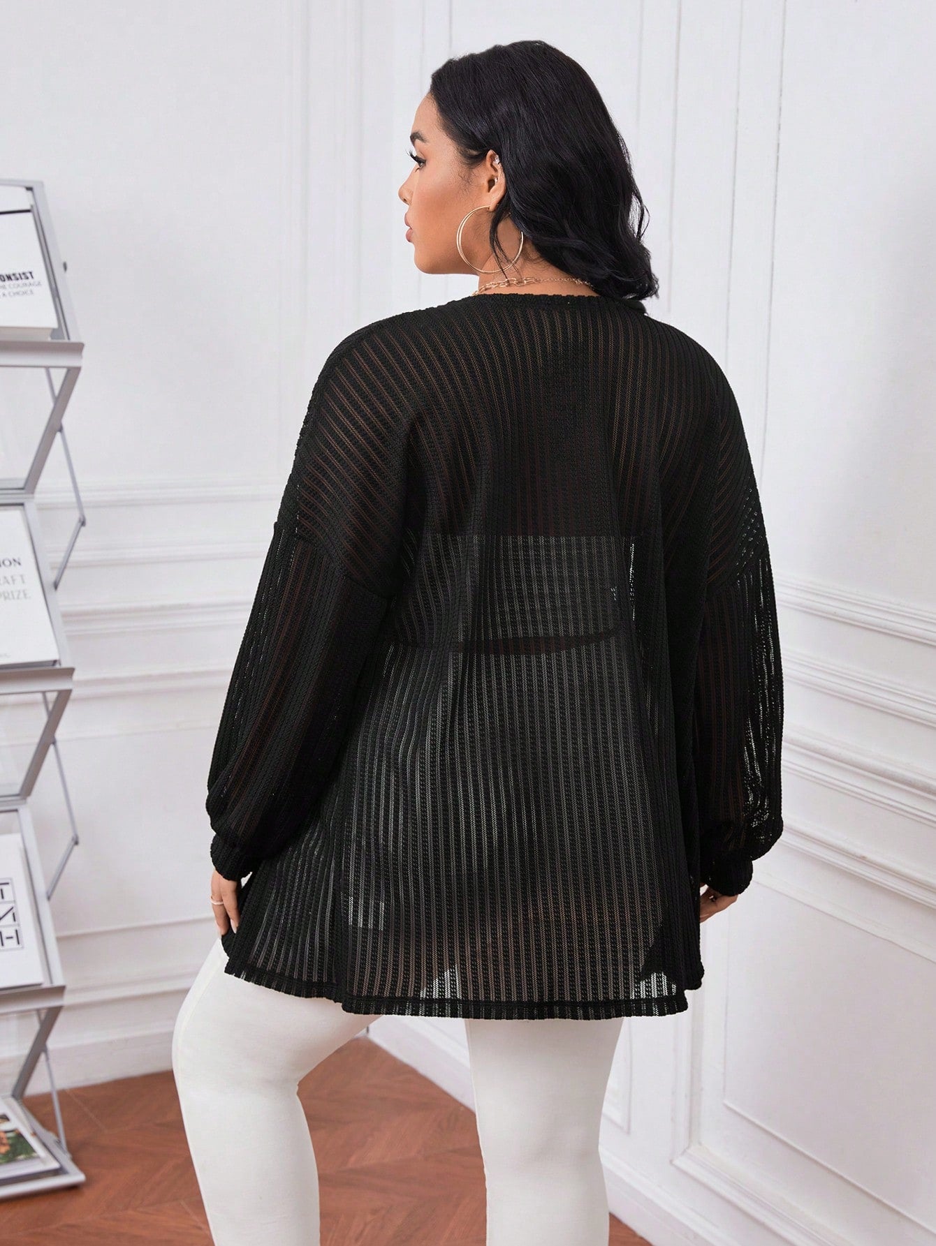 Essnce Plus Drop Shoulder Open Front Coat