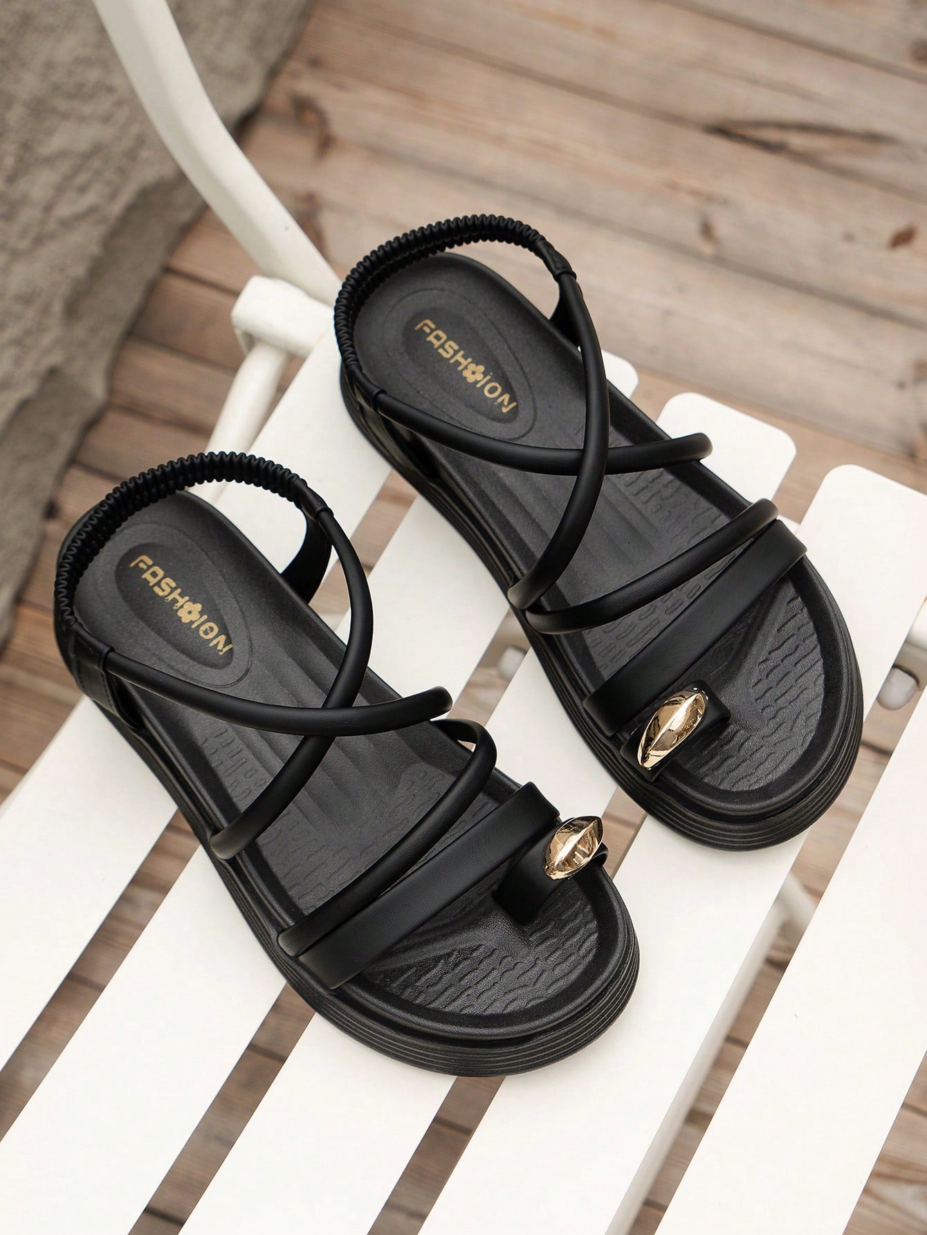 Elegant Slingback Wedge Sandals For Women, Ruched Detail Flatform Sandals