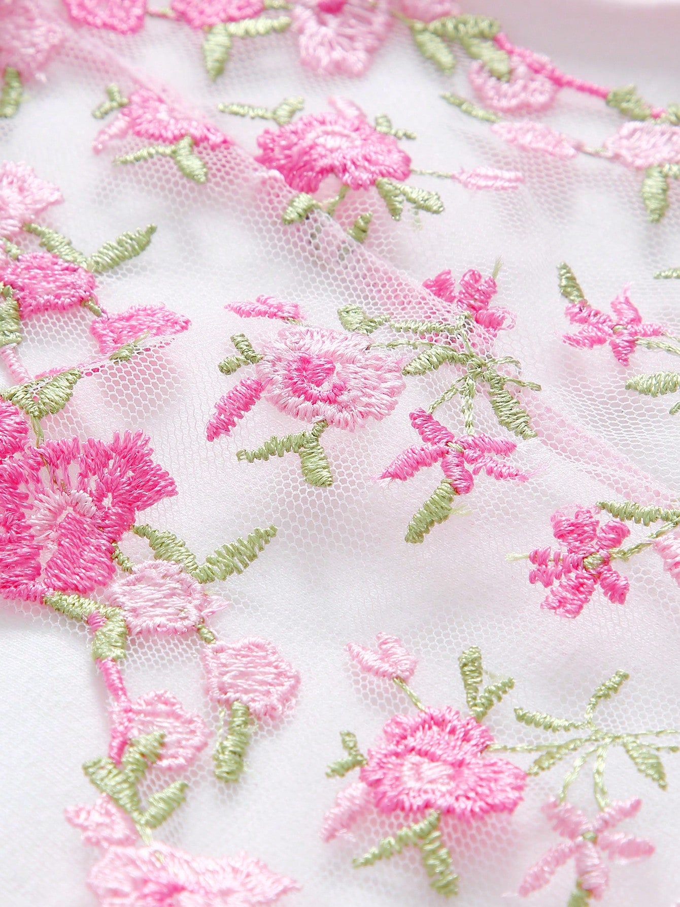 Embroidery Sheer Mesh Underwire Lingerie Set