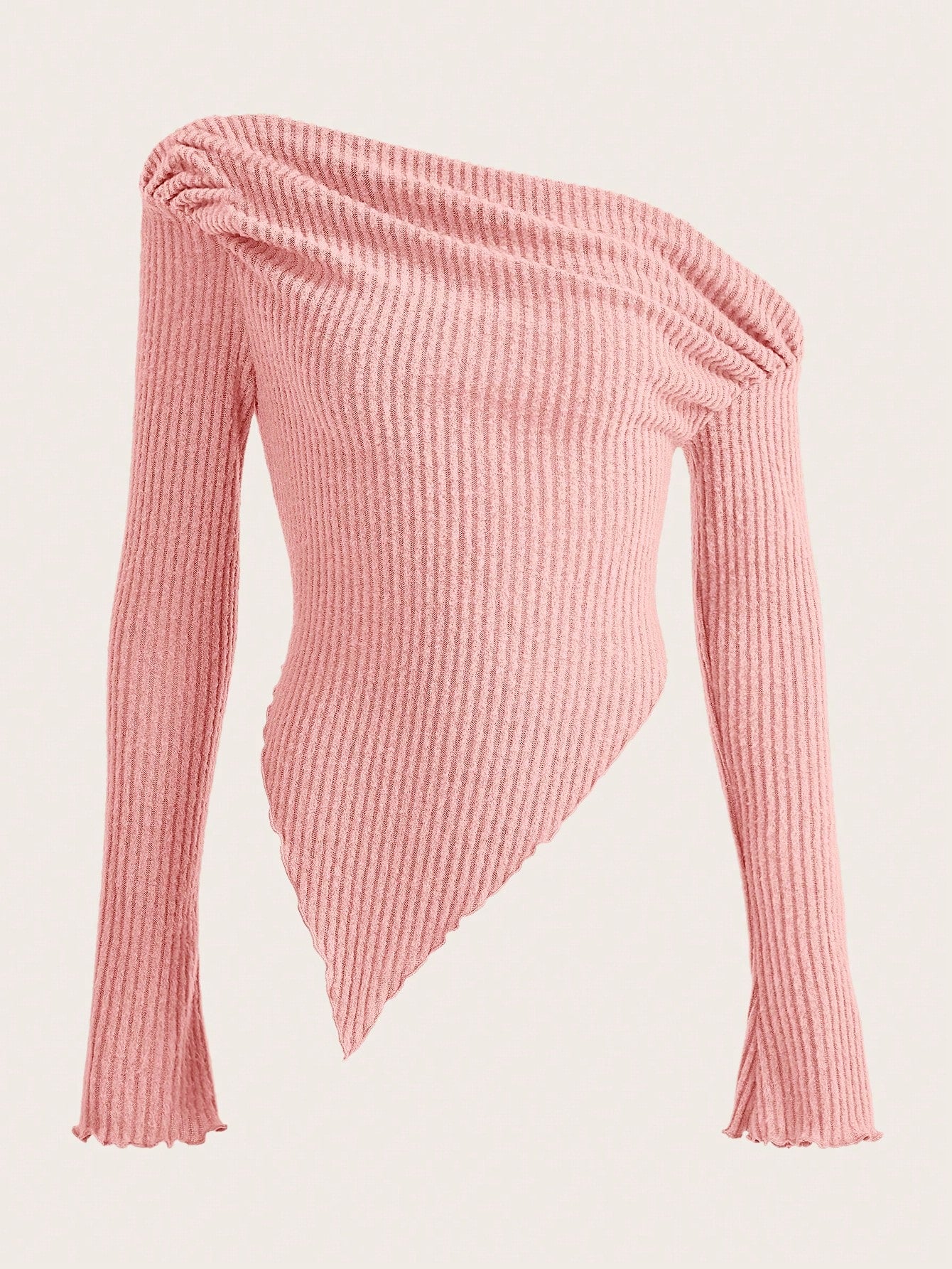 ICON Asymmetrical Neck Lettuce Trim Tee