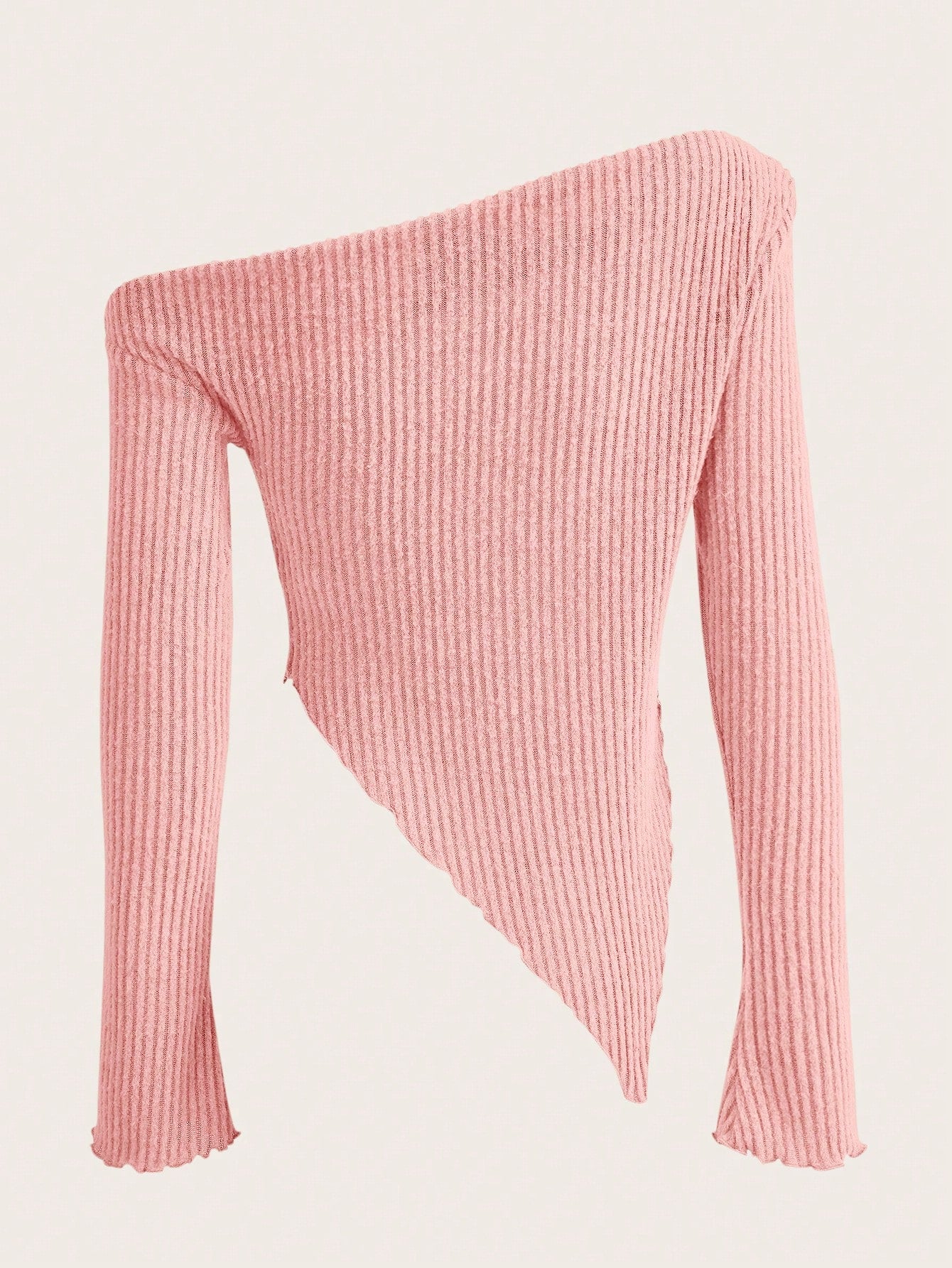 ICON Asymmetrical Neck Lettuce Trim Tee