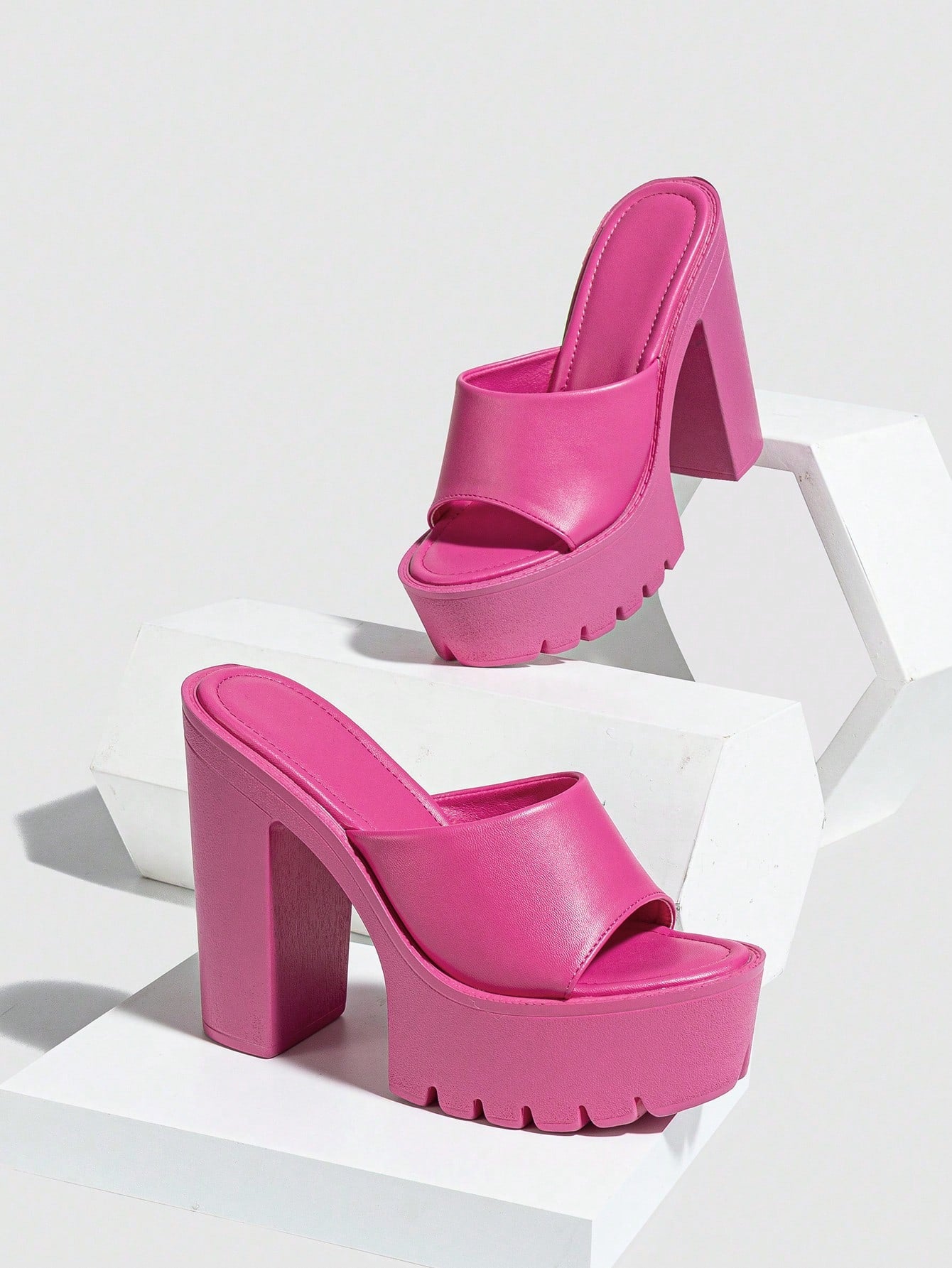 Elegant Khaki Sandals For Women, Minimalist Platform Chunky Heeled Mule Sandals