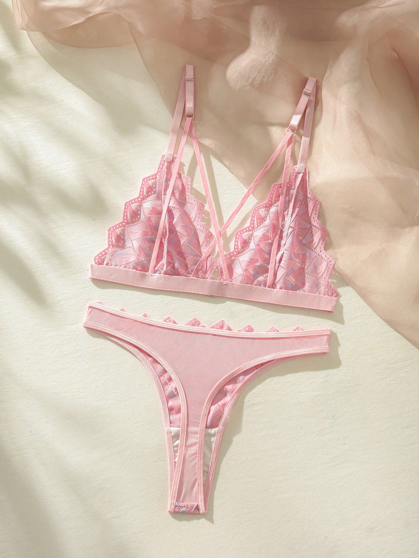 Chevron Trim Lingerie Set