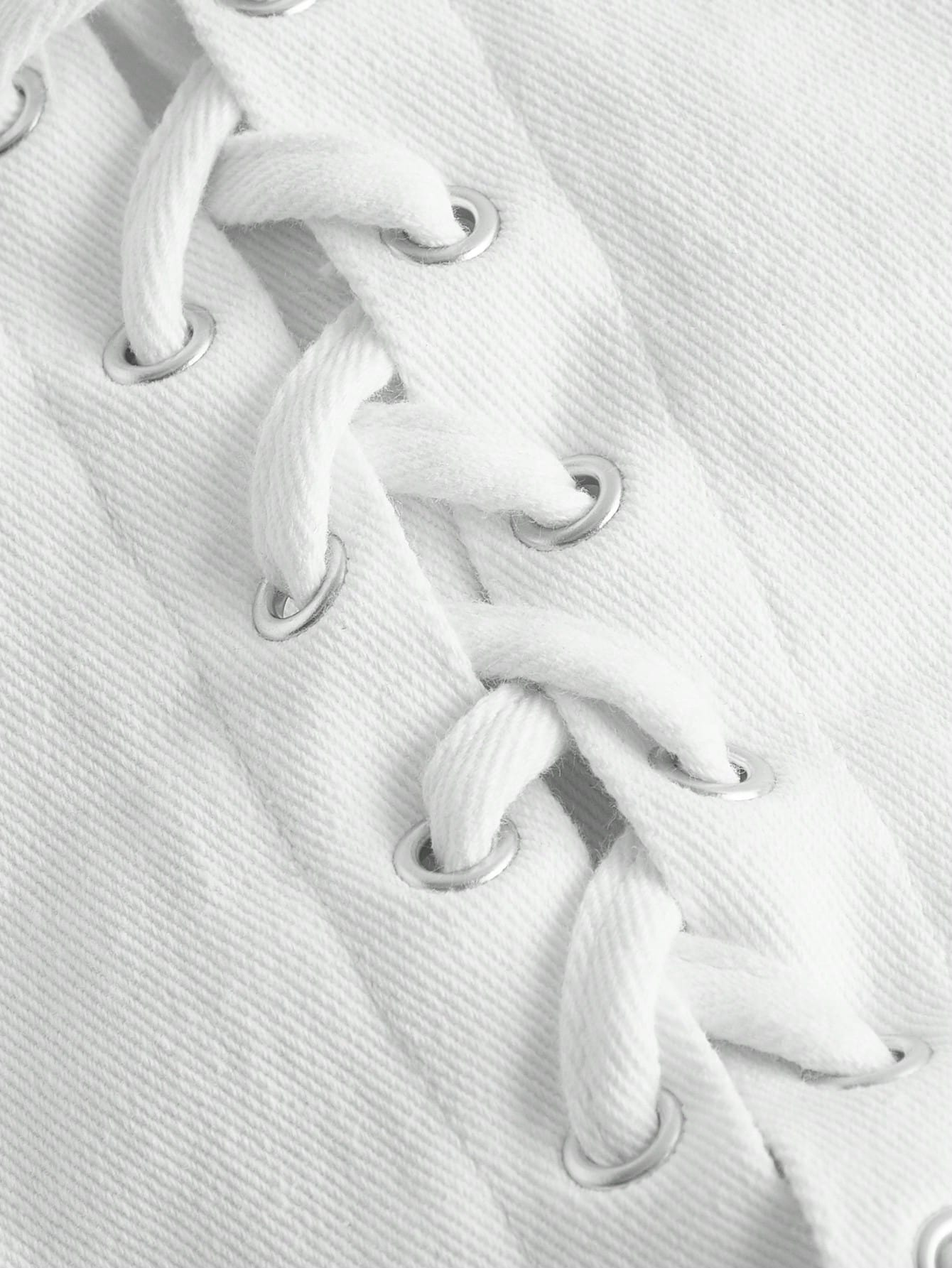 MOD Lace Up Front Halter Neck Denim Top