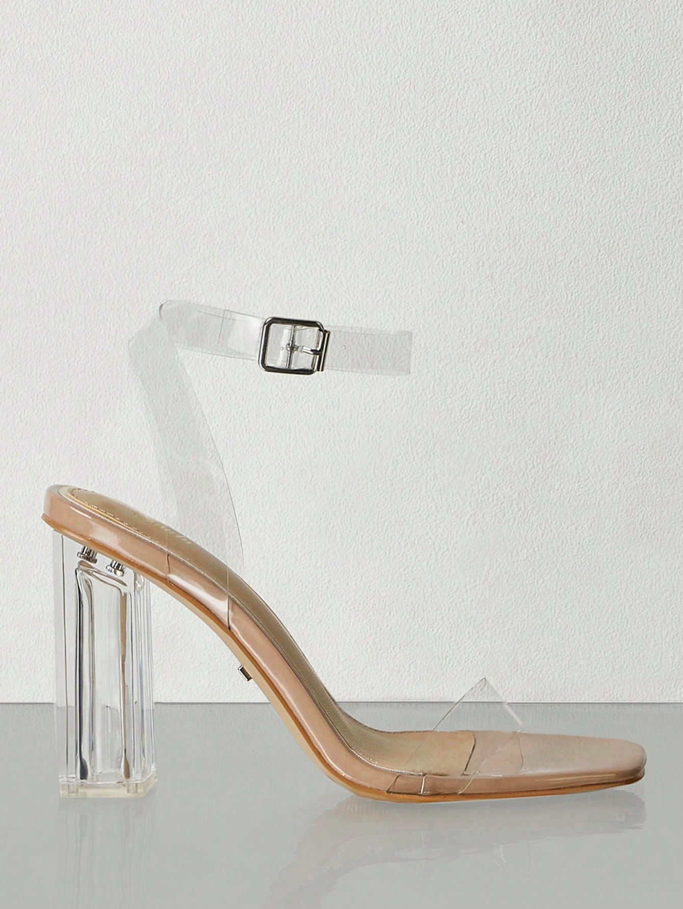 SXY Fashion Clear Sandals For Women, Clear Chunky Heeled Ankle Strap Sandals