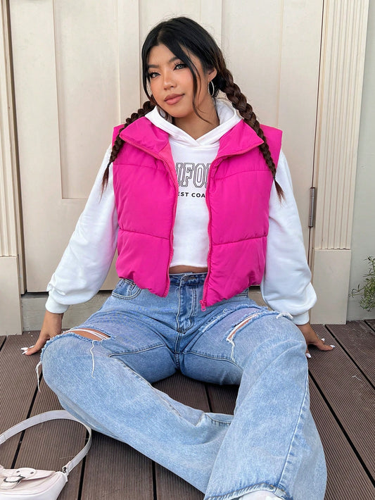 Qutie Plus Zip Up Puffer Vest Coat
