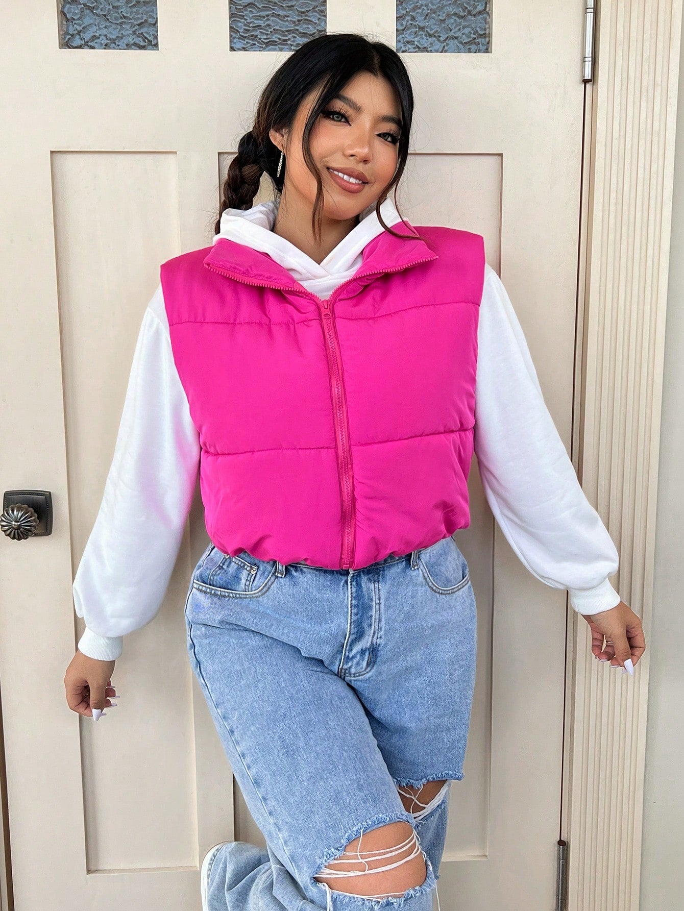 Qutie Plus Zip Up Puffer Vest Coat