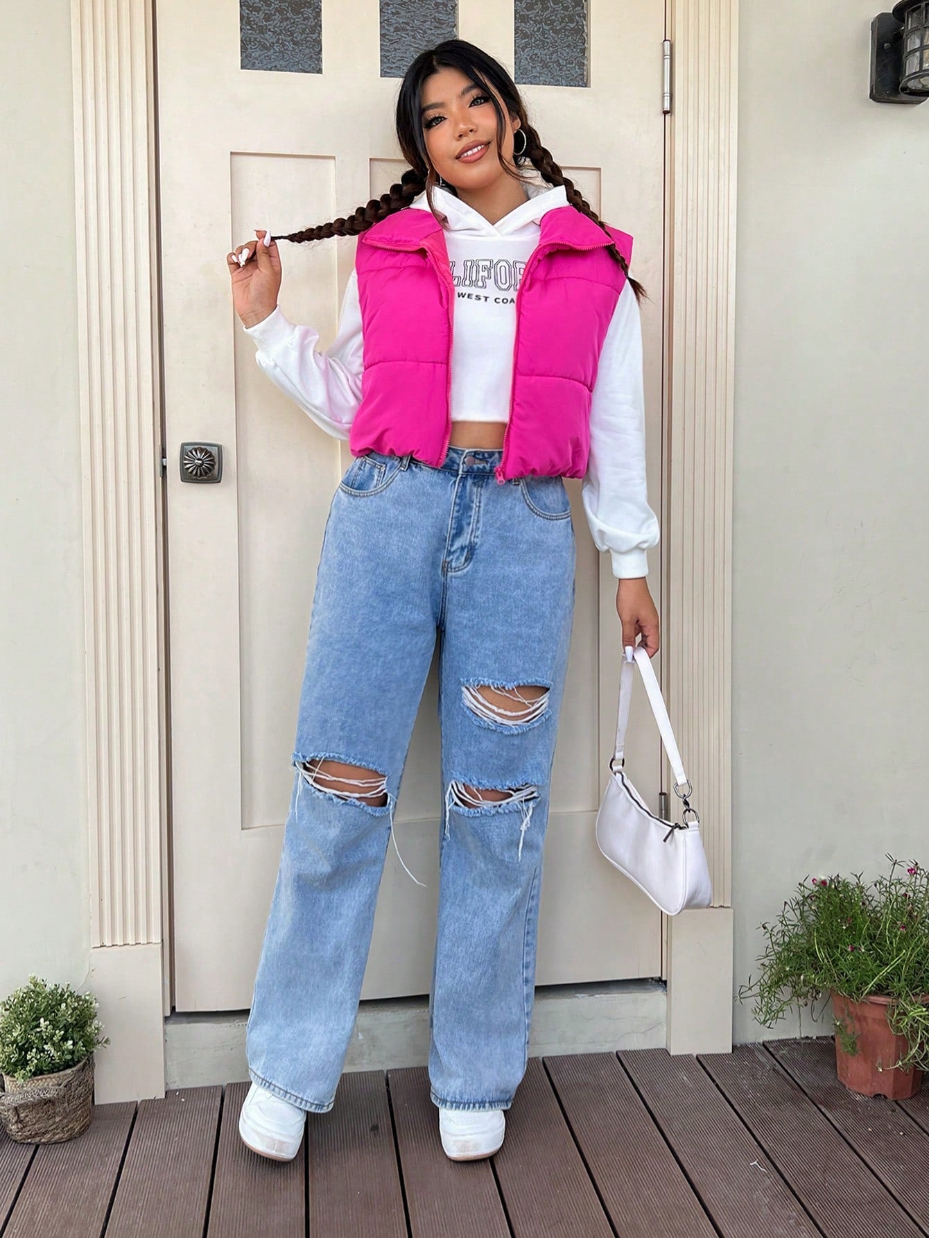 Qutie Plus Zip Up Puffer Vest Coat