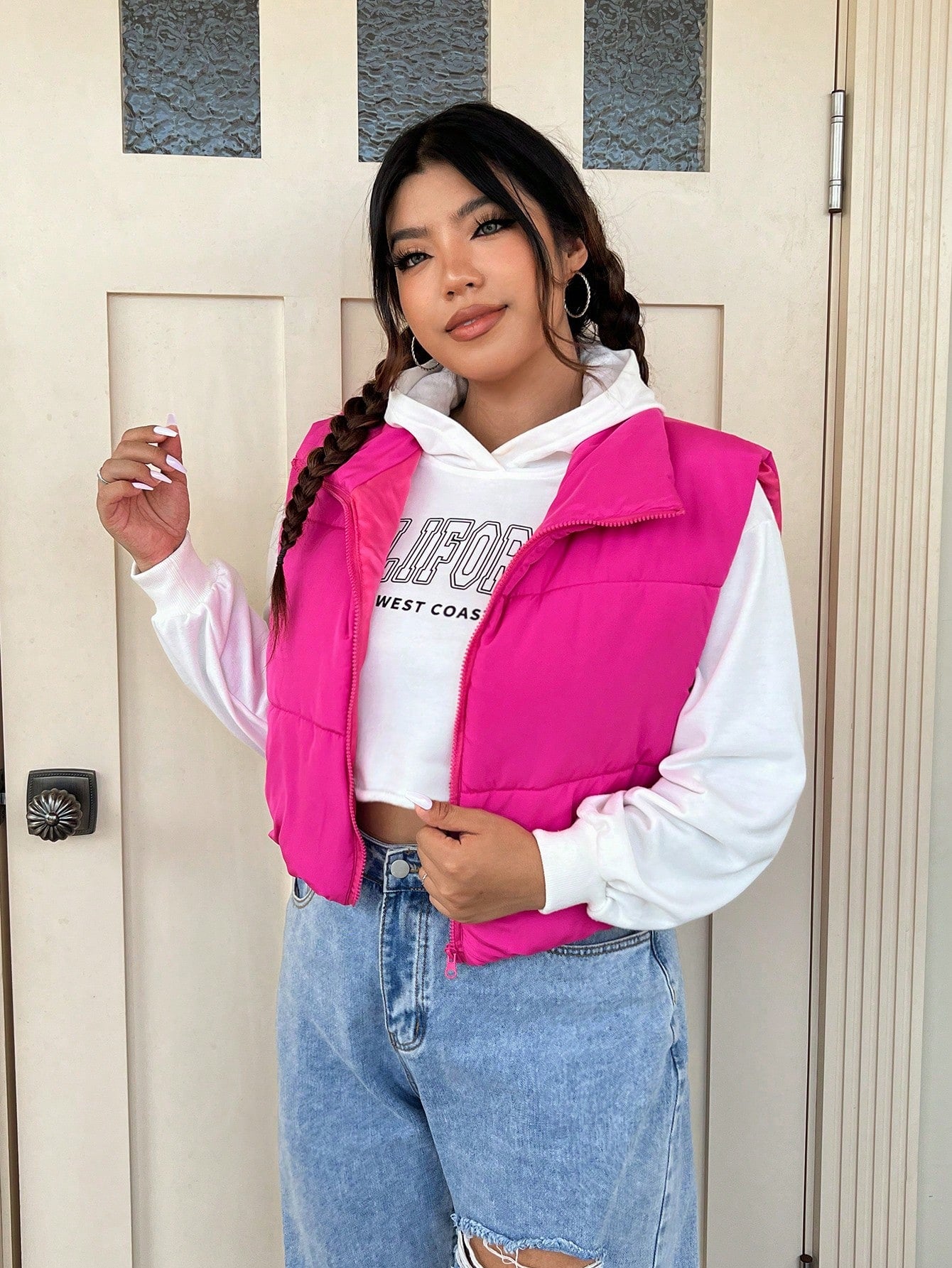 Qutie Plus Zip Up Puffer Vest Coat