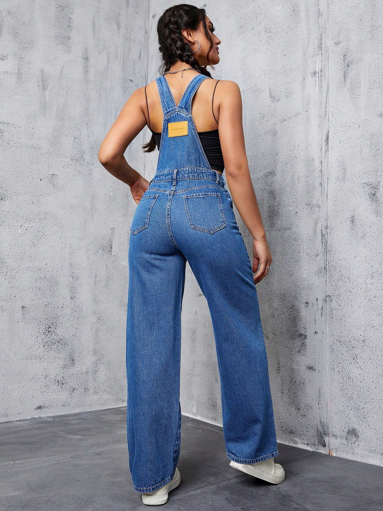 Slant Pocket Denim Overalls Without Top