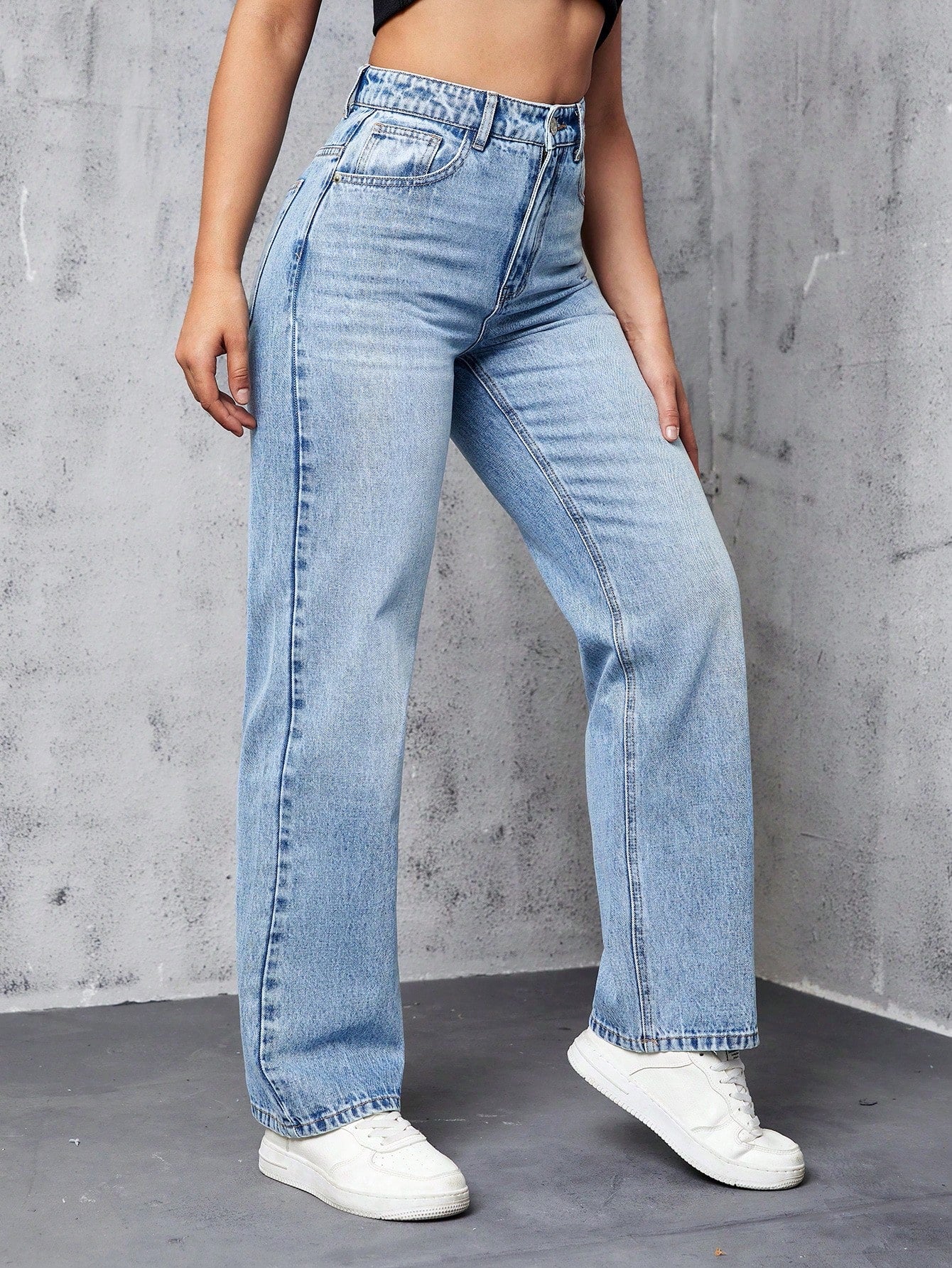 High Waist Straight Leg Jeans