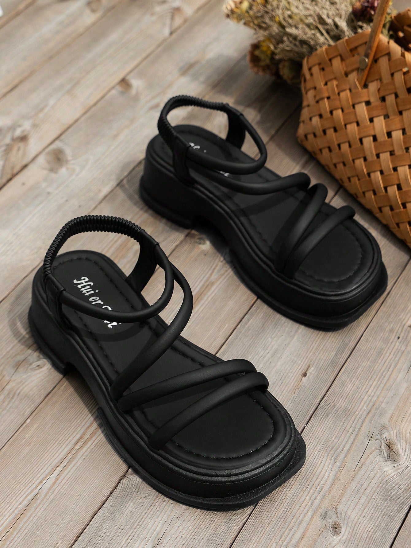 Elegant Slingback Wedge Sandals For Women, Ruched Detail Flatform Sandals