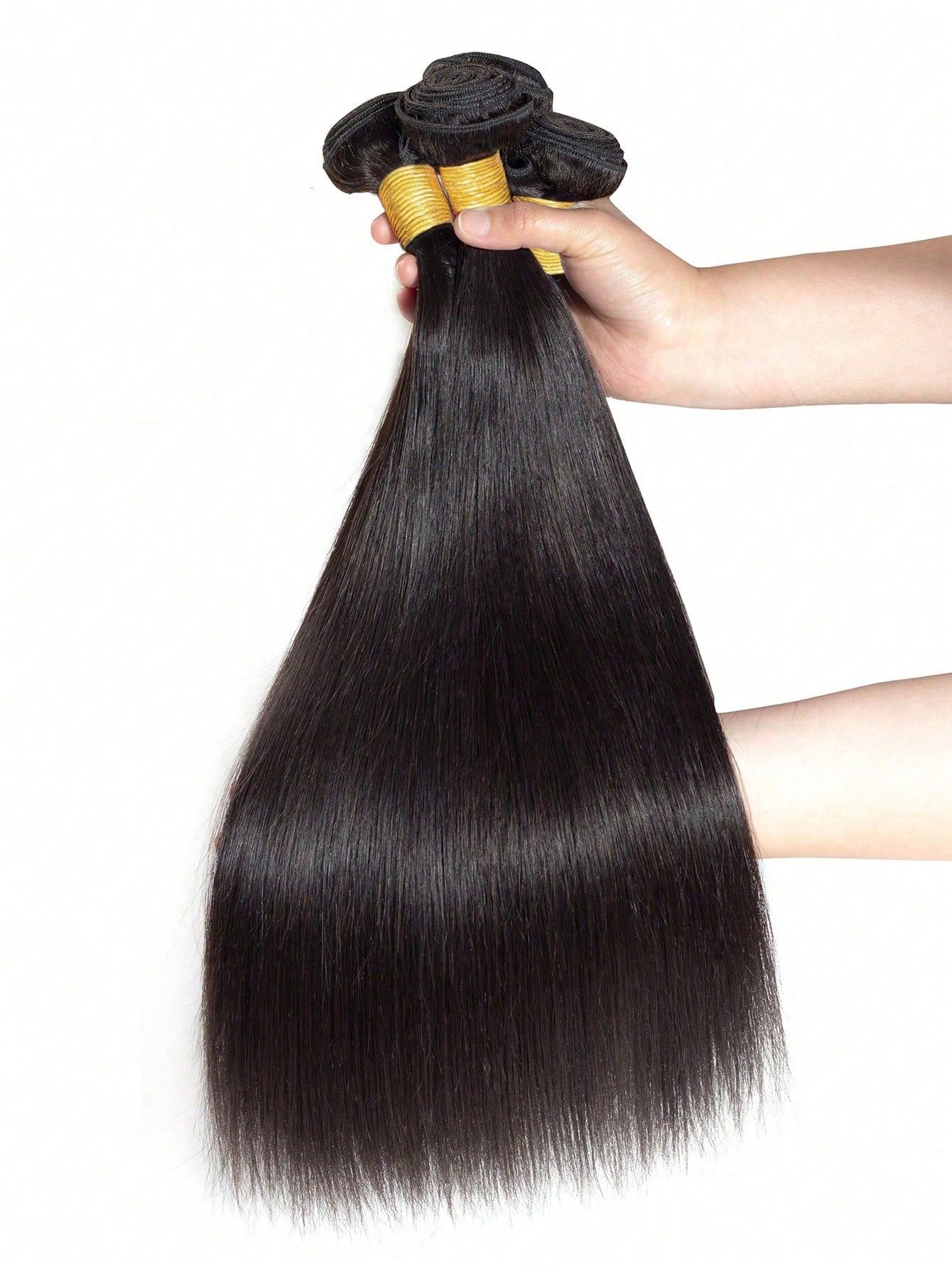 3pcs Straight Human Hair Bundles Virgin Hair Extension 3 Bundles Real Double Weft Hair Weave Cheap Hair Daily Use Natural Black Color