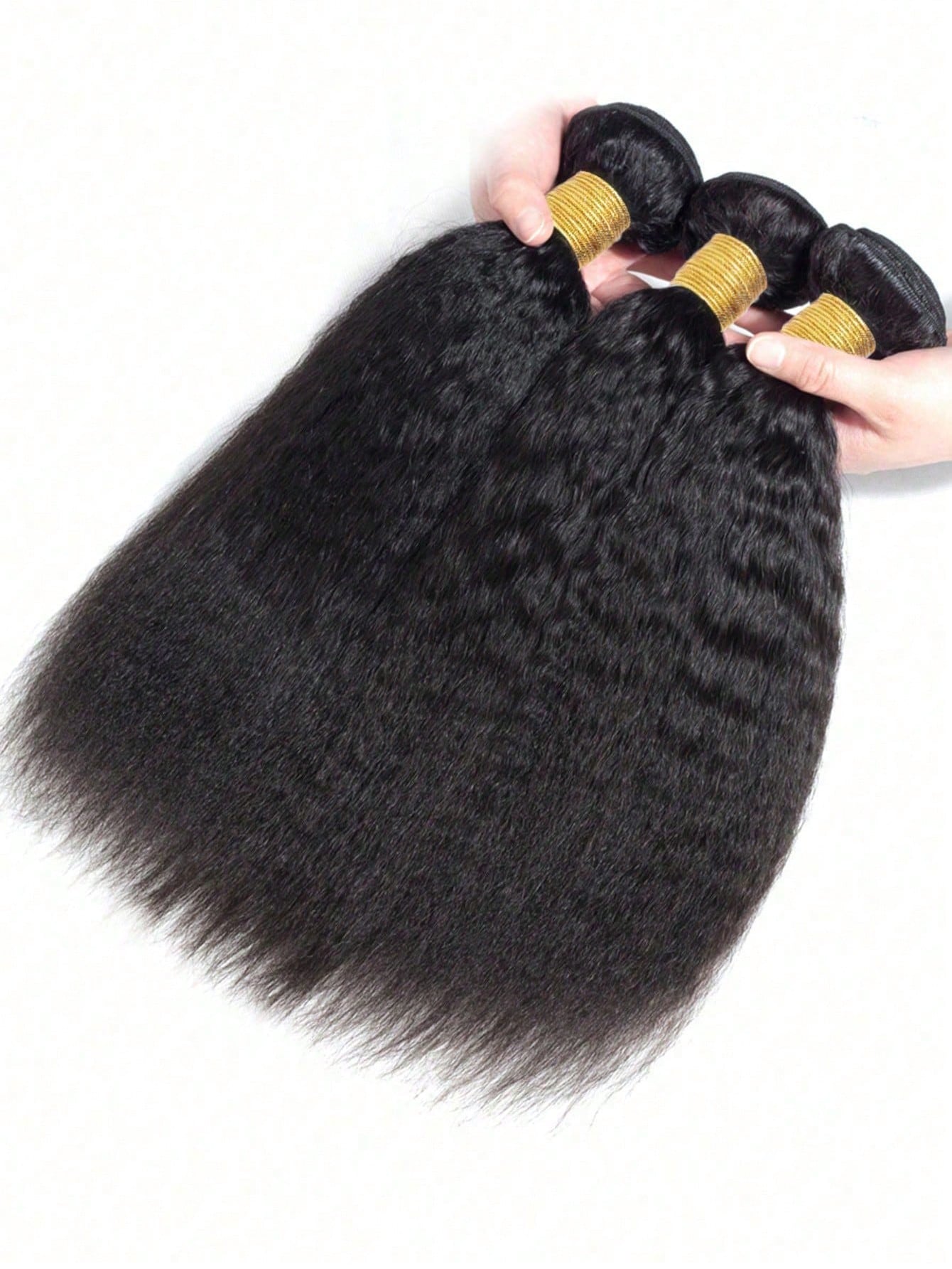 4pcs 4 X 4 Lace Closure Kinky Straight Human Hair Bundles With Closure Virgin Hair Extension Closure And 3 Bundles Real Double Weft Hair Weave Cheap Hair Daily Use Natural Black Color