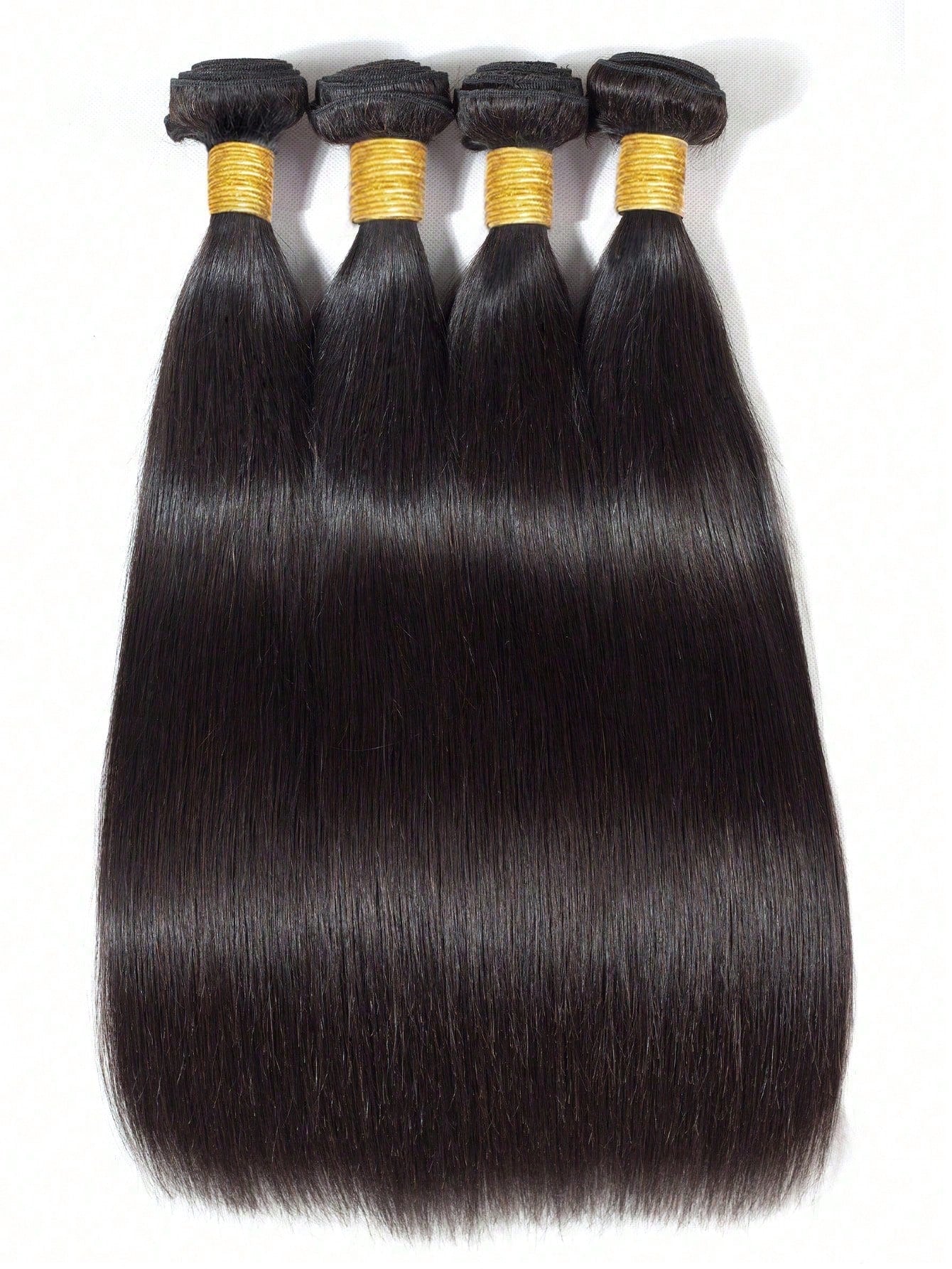4pcs Straight Human Hair Bundles Virgin Hair Extension 4 Bundles Hair Weave Double Weft Hair Weave Cheap Daily Use Natural Black Color