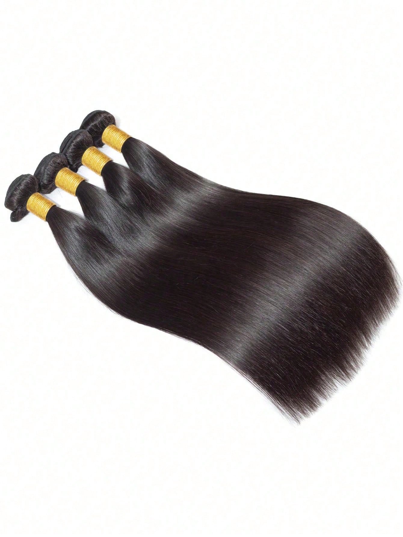 4pcs Straight Human Hair Bundles Virgin Hair Extension 4 Bundles Hair Weave Double Weft Hair Weave Cheap Daily Use Natural Black Color