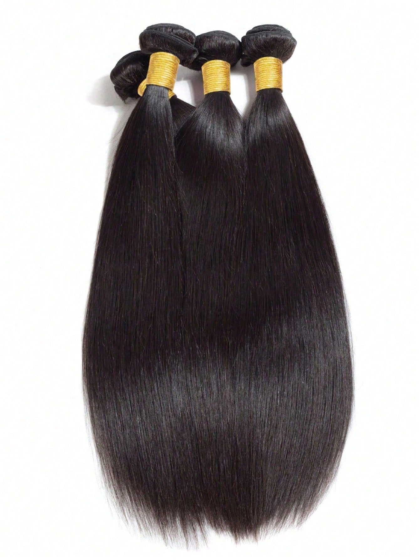 4pcs Straight Human Hair Bundles Virgin Hair Extension 4 Bundles Hair Weave Double Weft Hair Weave Cheap Daily Use Natural Black Color