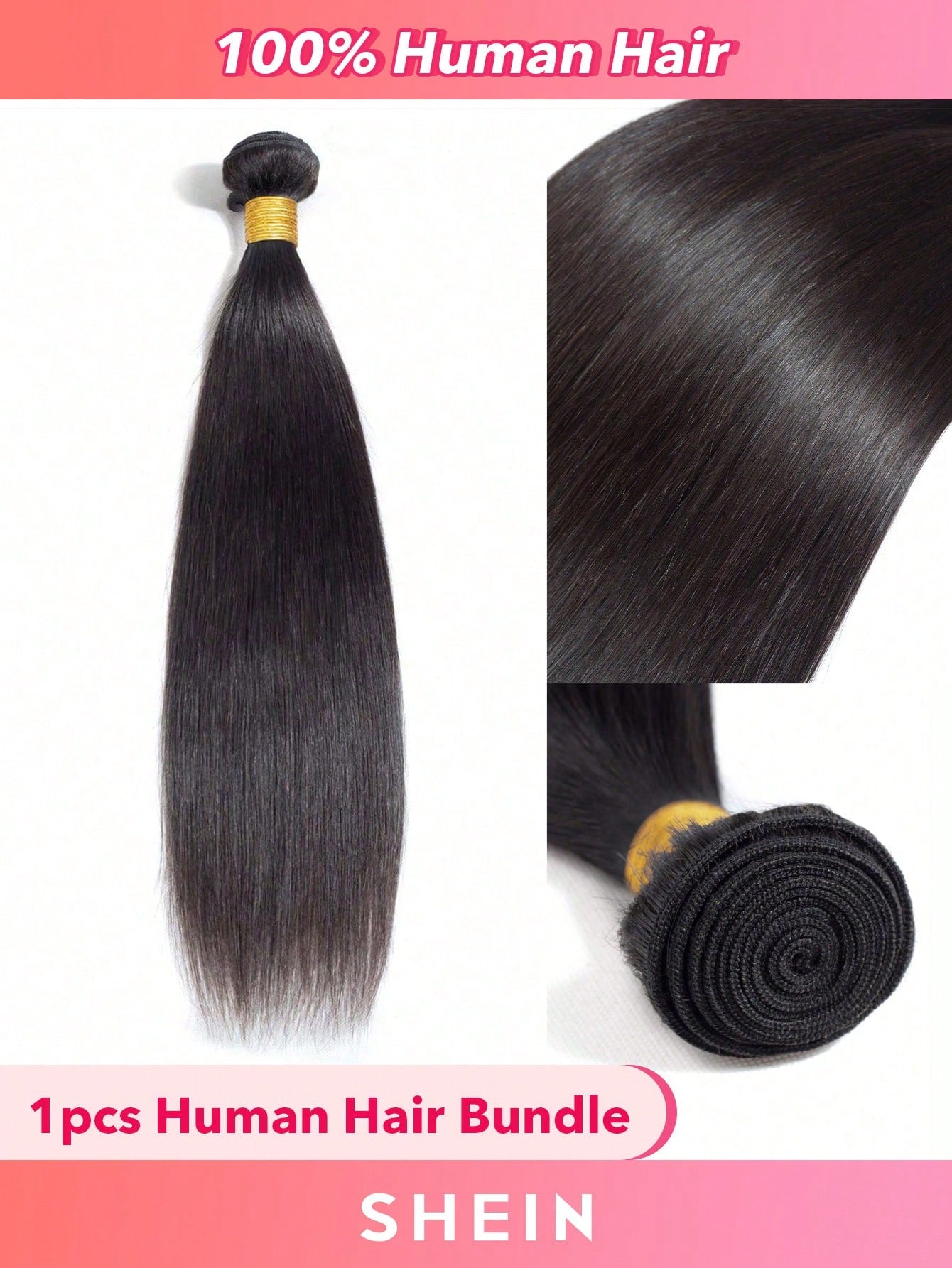 1pc Straight Human Hair Bundles Virgin Hair Extension 1 Bundles Real Double Weft Hair Weave Cheap Hair Daily Use Natural Black Color