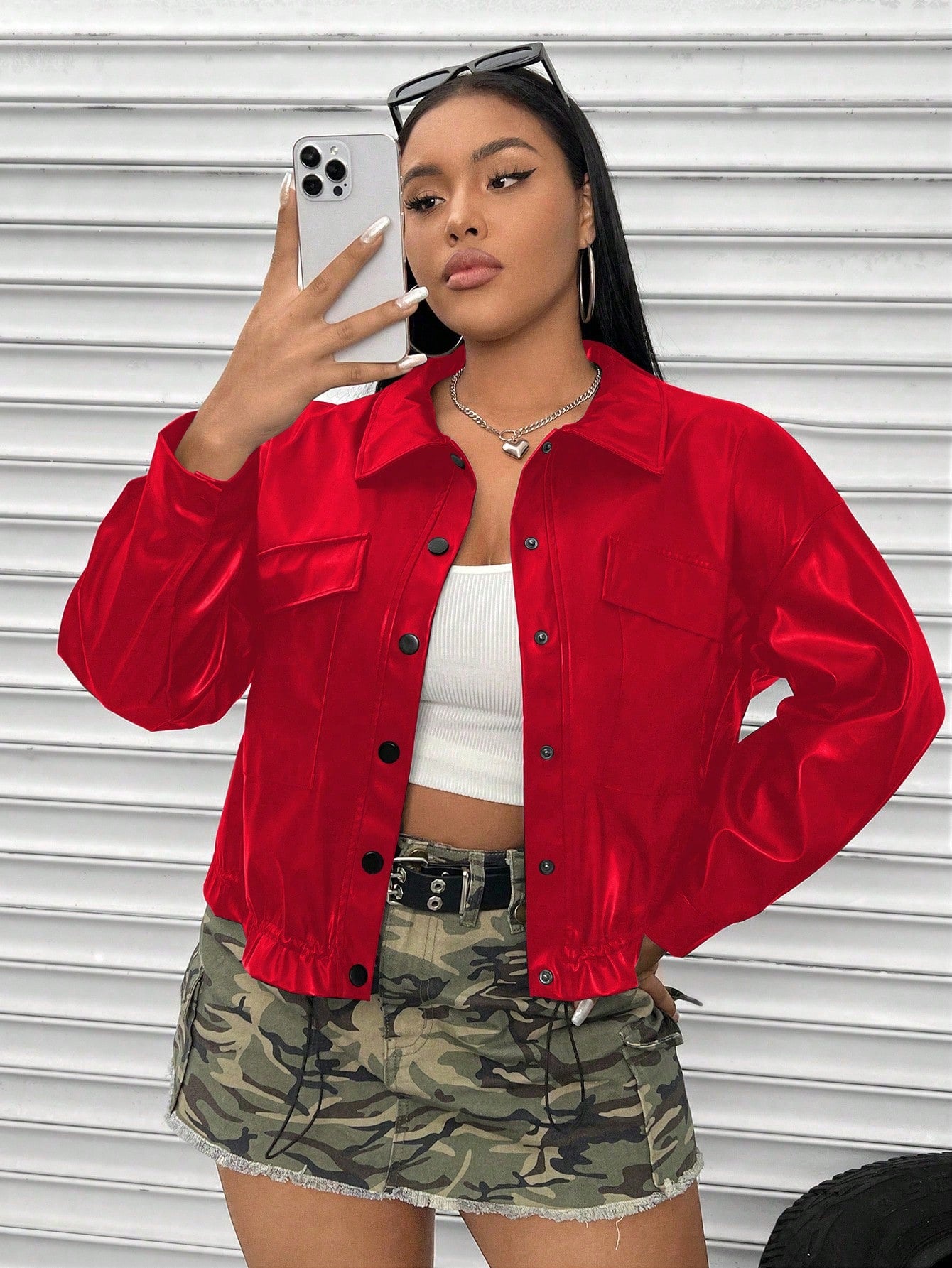 Coolane Plus Flap Pocket Drop Shoulder PU Leather Jacket