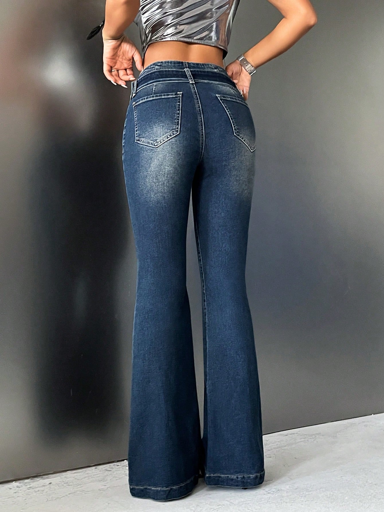 ICON Seam Front Belted Flare Leg Jeans