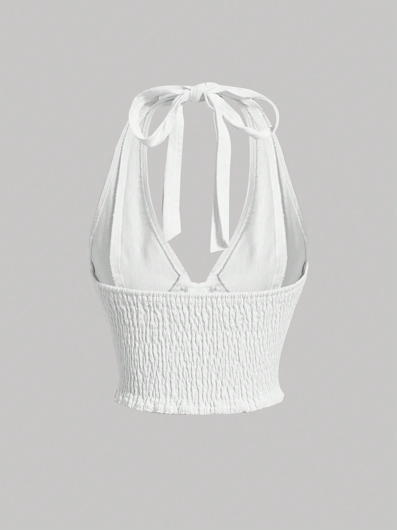 MOD Lace Up Front Halter Neck Denim Top