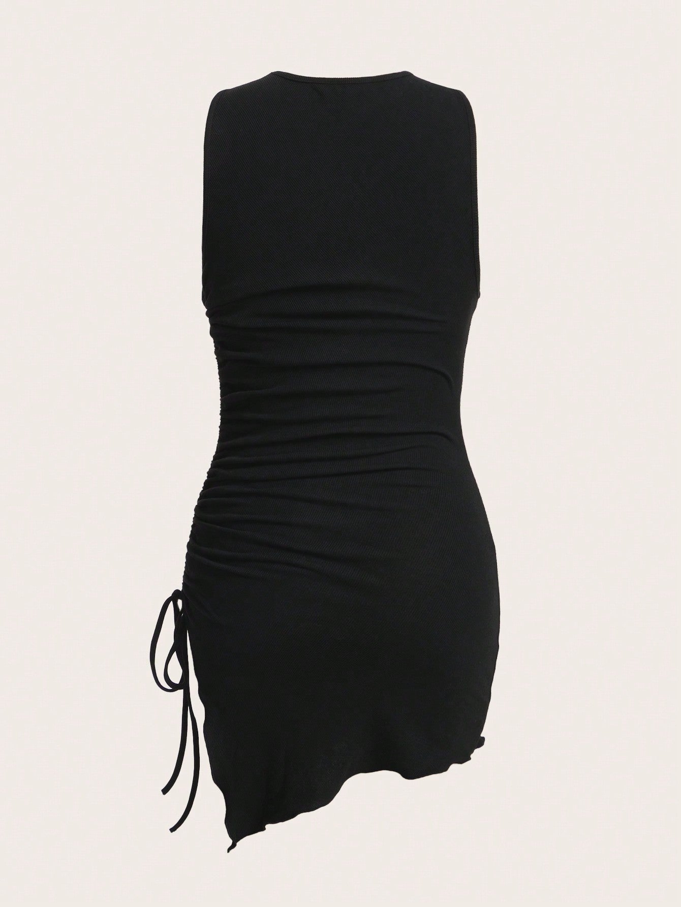 EZwear Drawstring Side Asymmetrical Hem Tank Dress