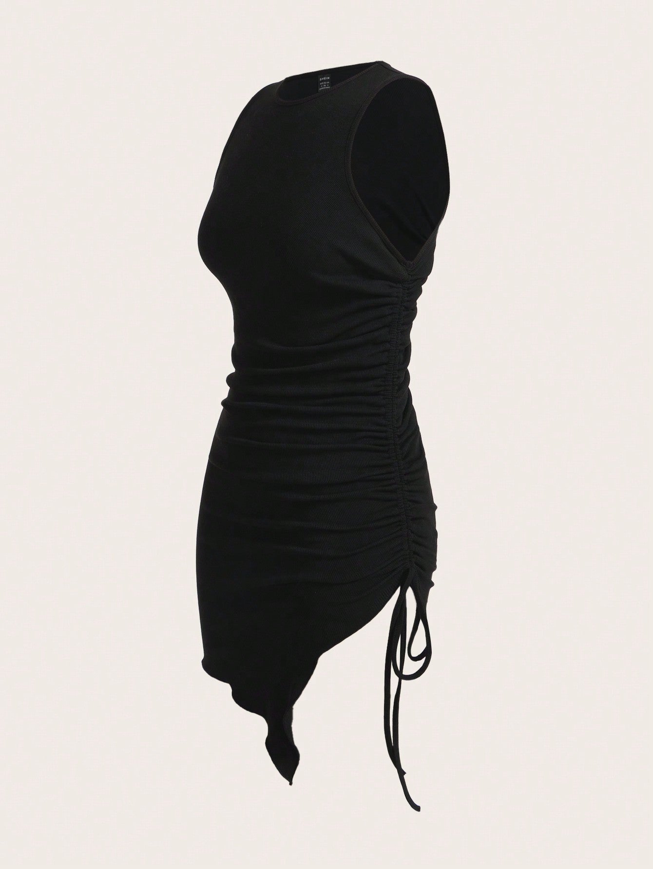 EZwear Drawstring Side Asymmetrical Hem Tank Dress