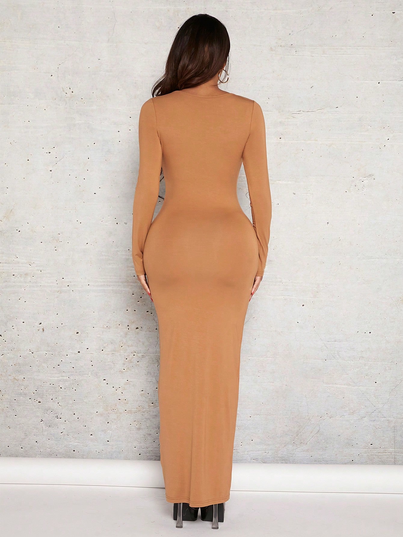SXY Solid Maxi Bodycon Dress