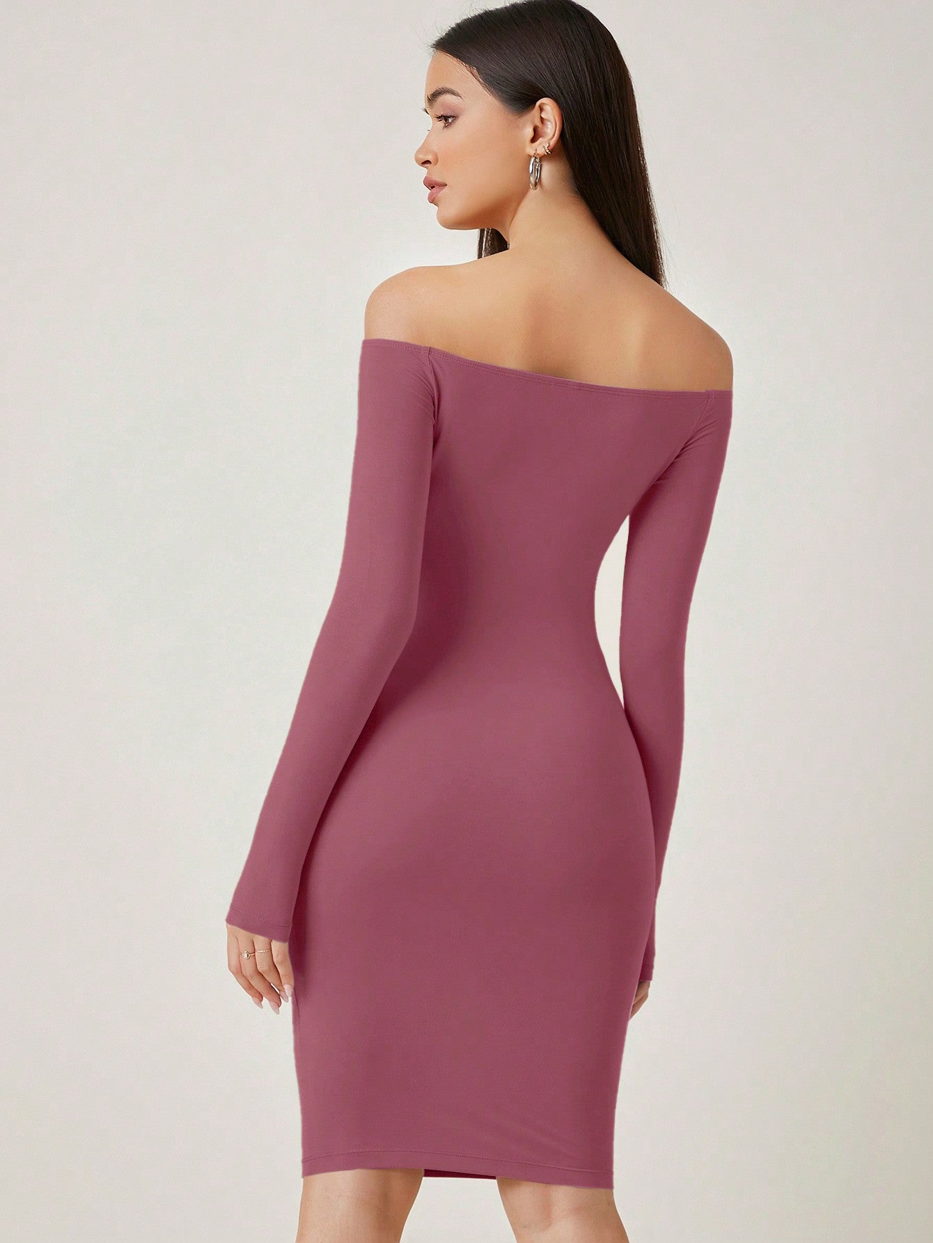 BASICS Solid Off Shoulder Bodycon Dress