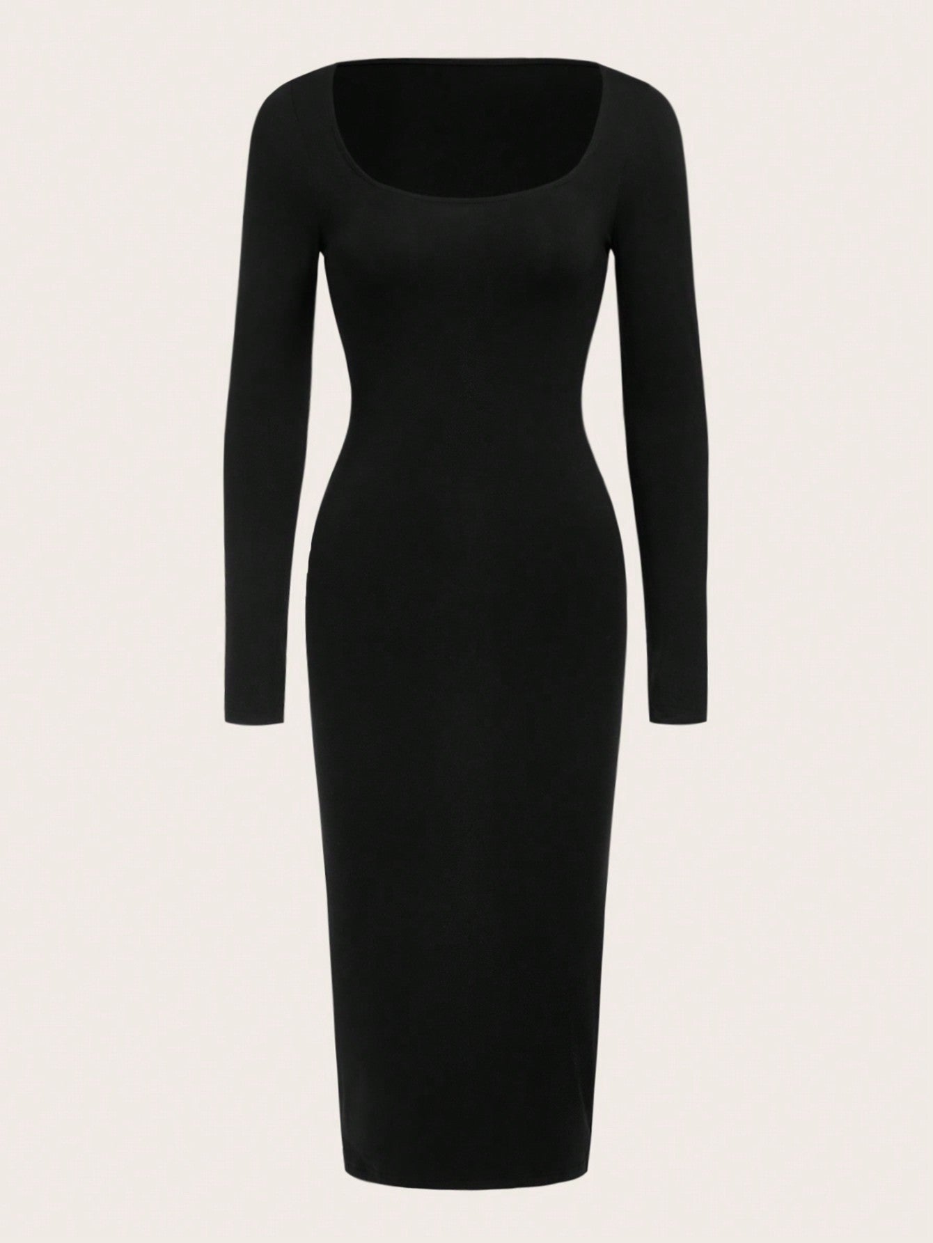 BASICS Square Neck Solid Bodycon Dress