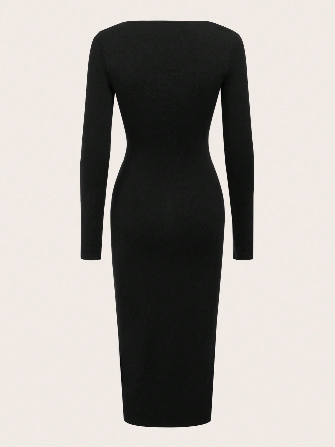 BASICS Square Neck Solid Bodycon Dress