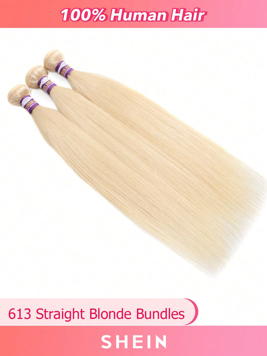 3pcs 613 Blonde Straight Bundles Virgin Human Hair Hair Extension Human Hair Bundles Extension Top Quality Cheap 8-30 Inch Blonde Color