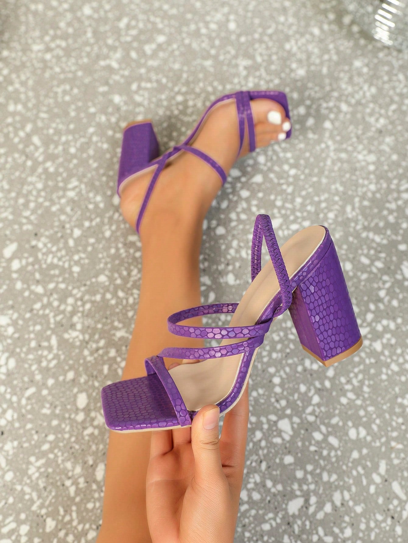 Women's White High-heeled Sandals, Pointed Toe Thick Heel Double-wear Slipper, Soft Leather Comfortable And Versatile, Solid Color Slippers Woman