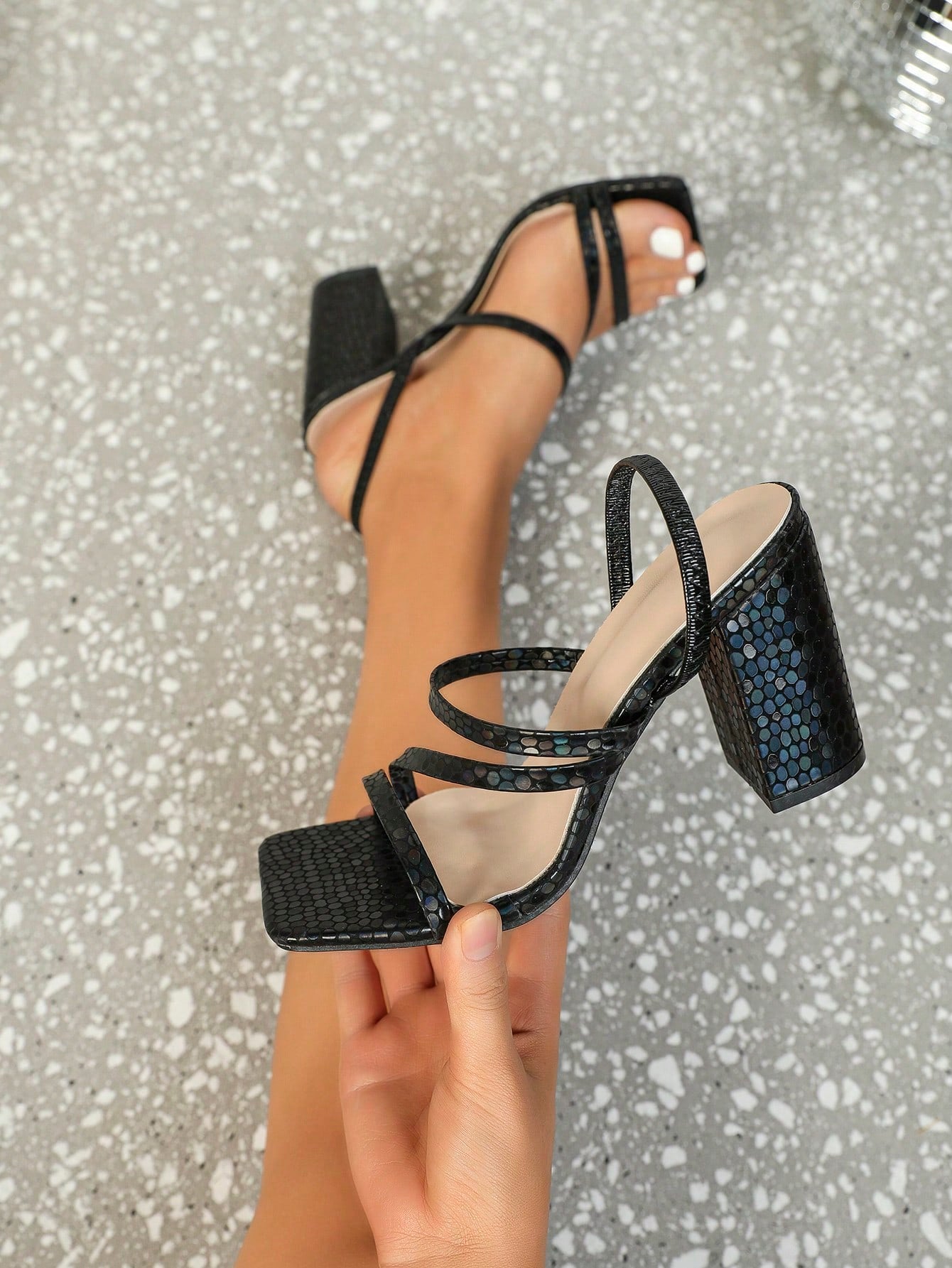 Women's White High-heeled Sandals, Pointed Toe Thick Heel Double-wear Slipper, Soft Leather Comfortable And Versatile, Solid Color Slippers Woman