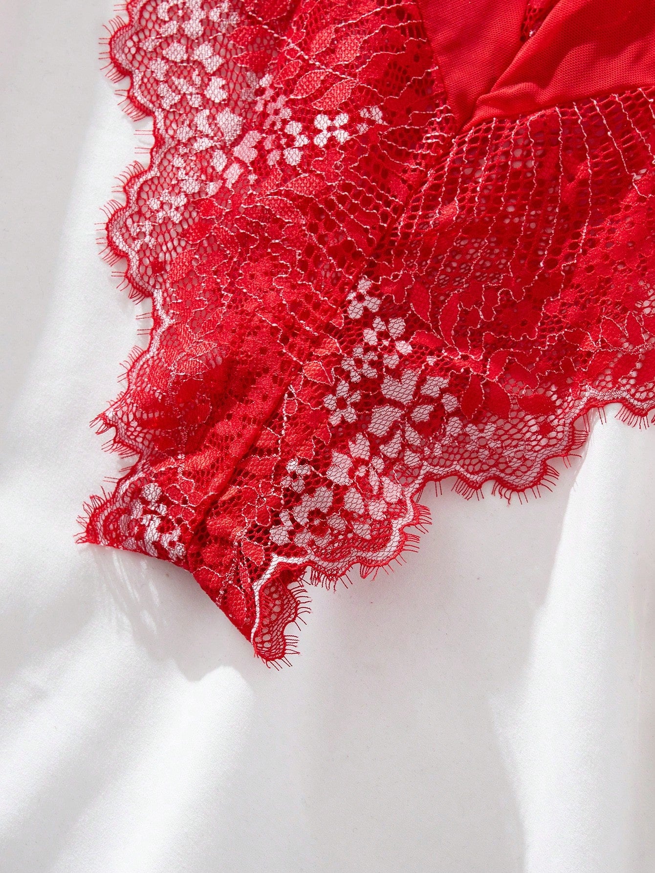 Contrast Lace Harness Underwire Teddy Bodysuit