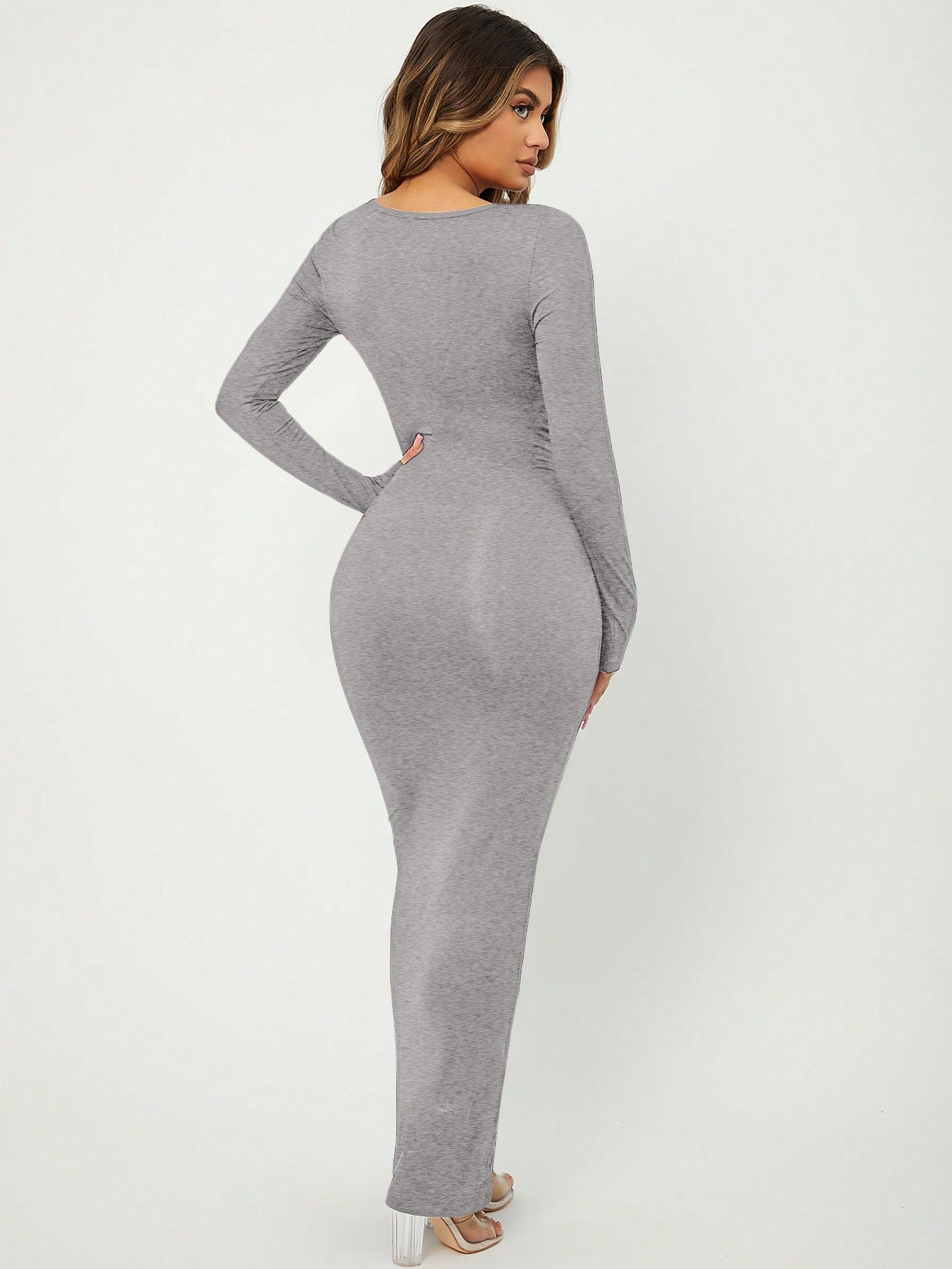 SXY Solid Maxi Bodycon Dress
