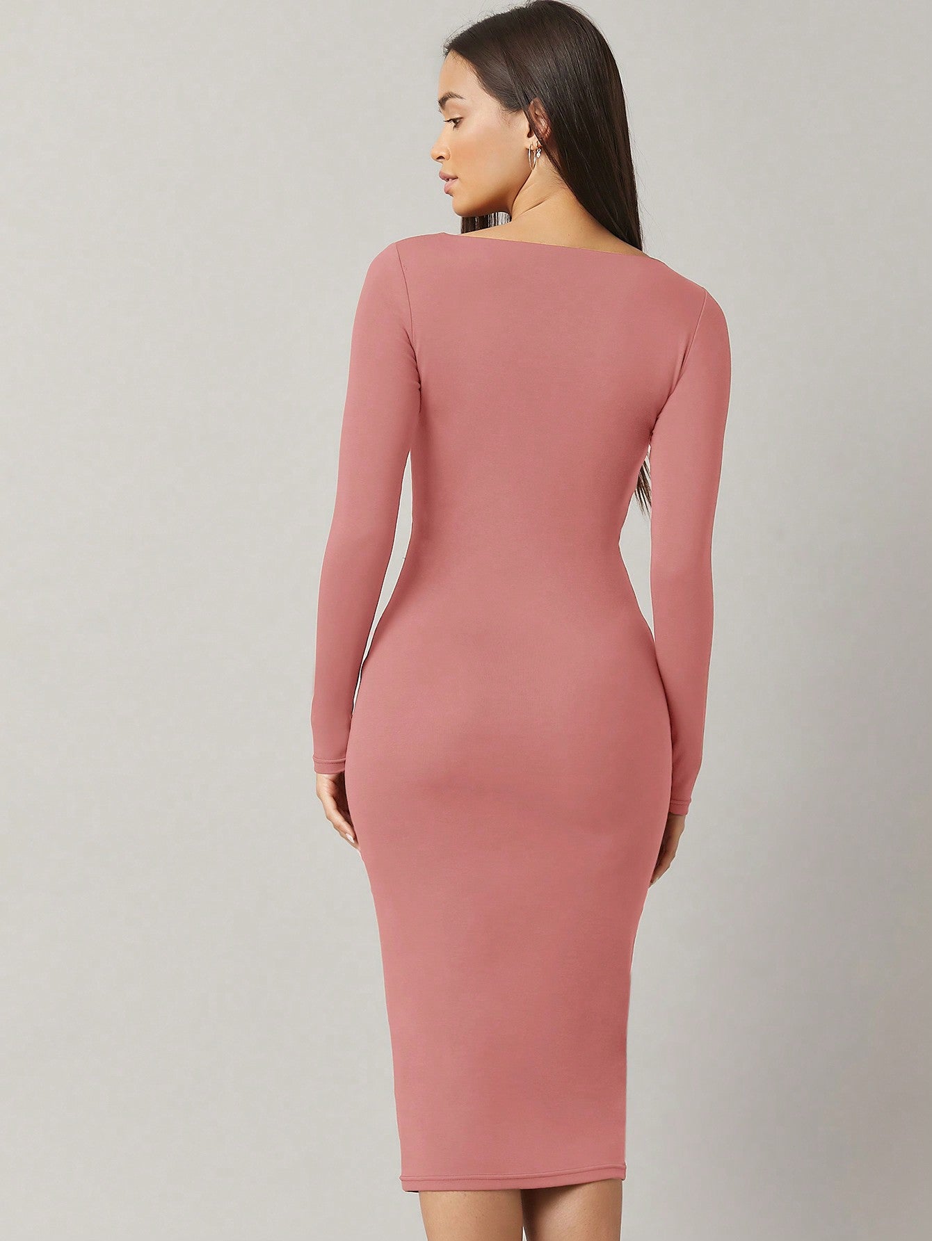 BASICS Square Neck Solid Bodycon Dress